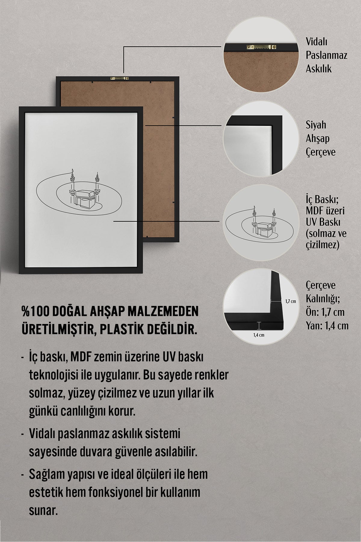 HOMEPACK Ahşap Çerçeveli Tablo Çerçeveli Poster Sanatsal Modern Duvar Dekoru TK-1205