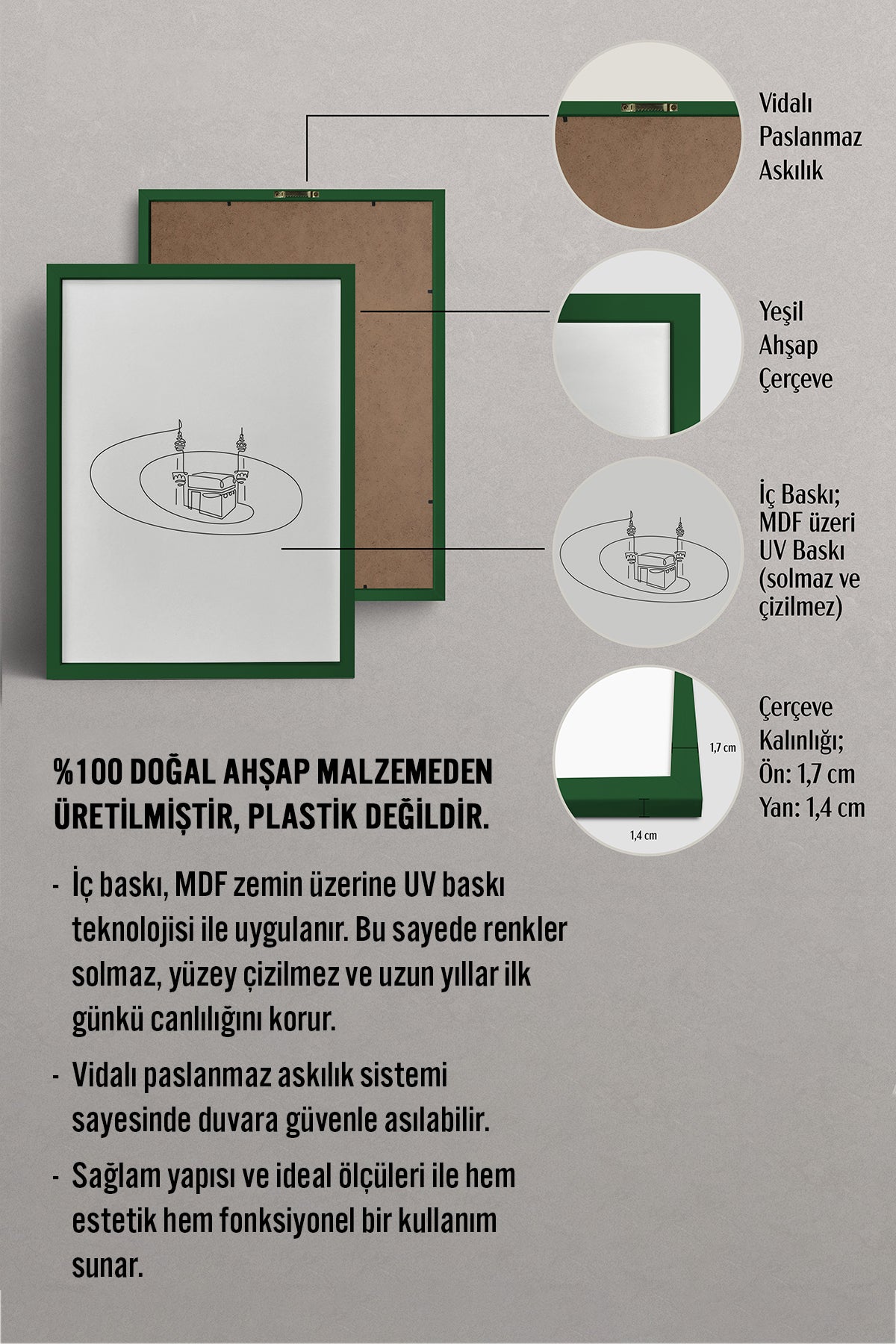 HOMEPACK Ahşap Çerçeveli Tablo Çerçeveli Poster Sanatsal Modern Duvar Dekoru TK-1205