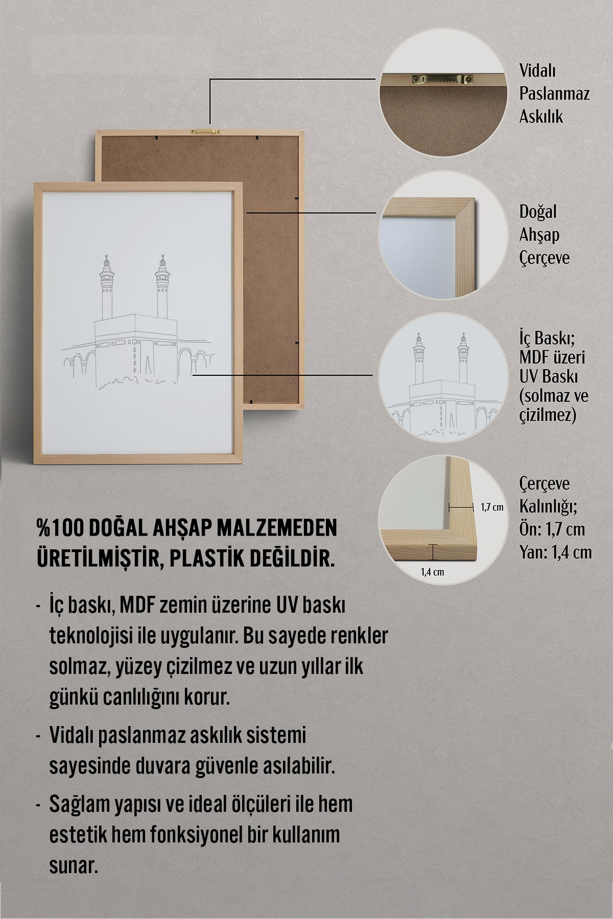 HOMEPACK Ahşap Çerçeveli Tablo Çerçeveli Poster Sanatsal Modern Duvar Dekoru TK-1207
