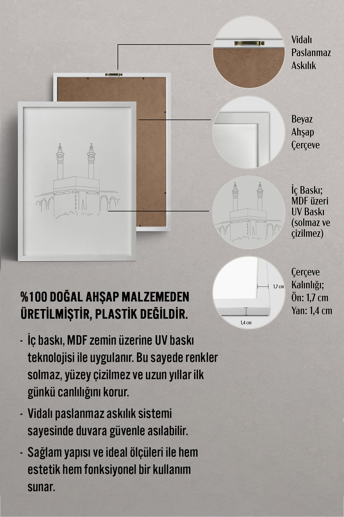 HOMEPACK Ahşap Çerçeveli Tablo Çerçeveli Poster Sanatsal Modern Duvar Dekoru TK-1207