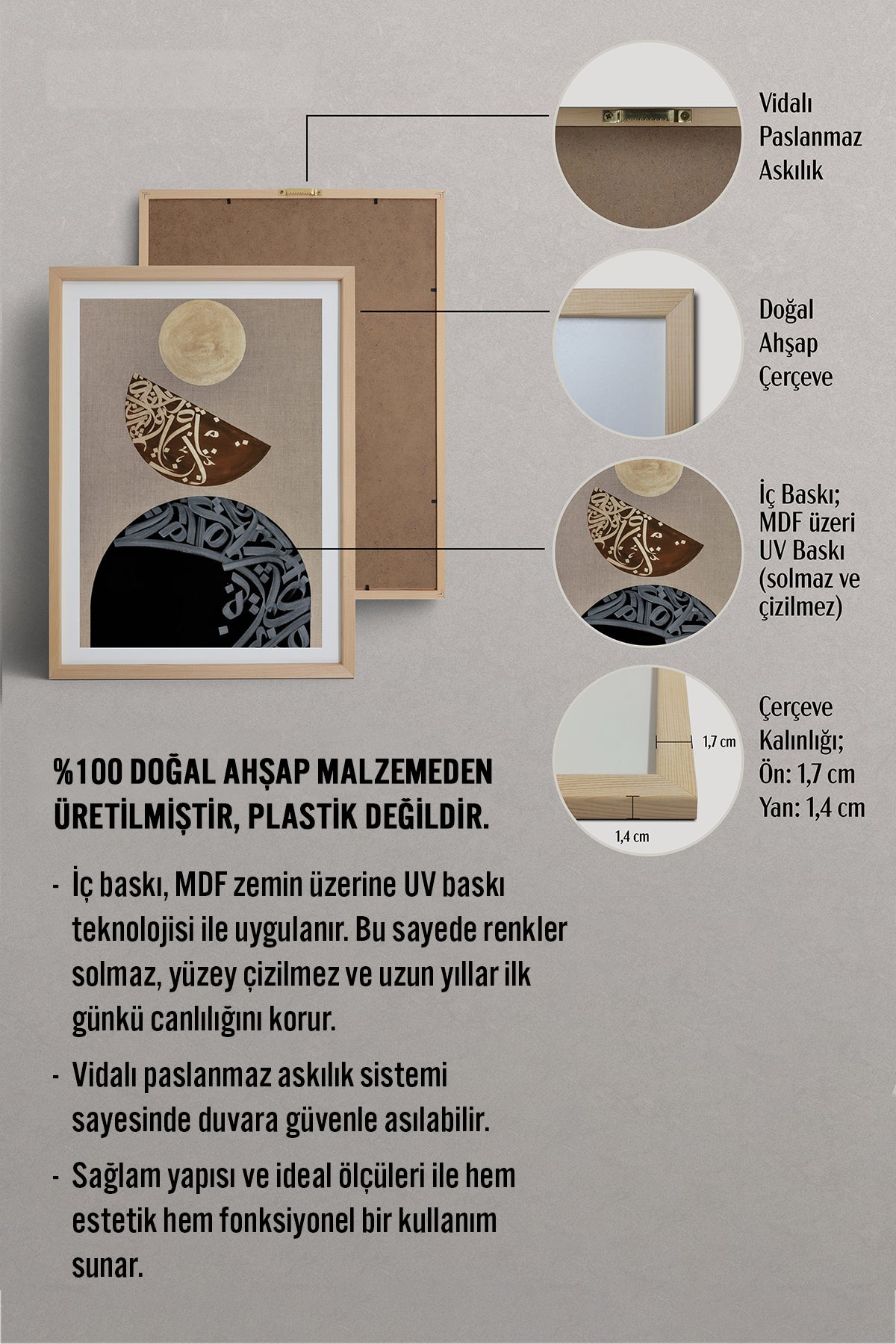 HOMEPACK Ahşap Çerçeveli Tablo Çerçeveli Poster Sanatsal Modern Duvar Dekoru TK-1209