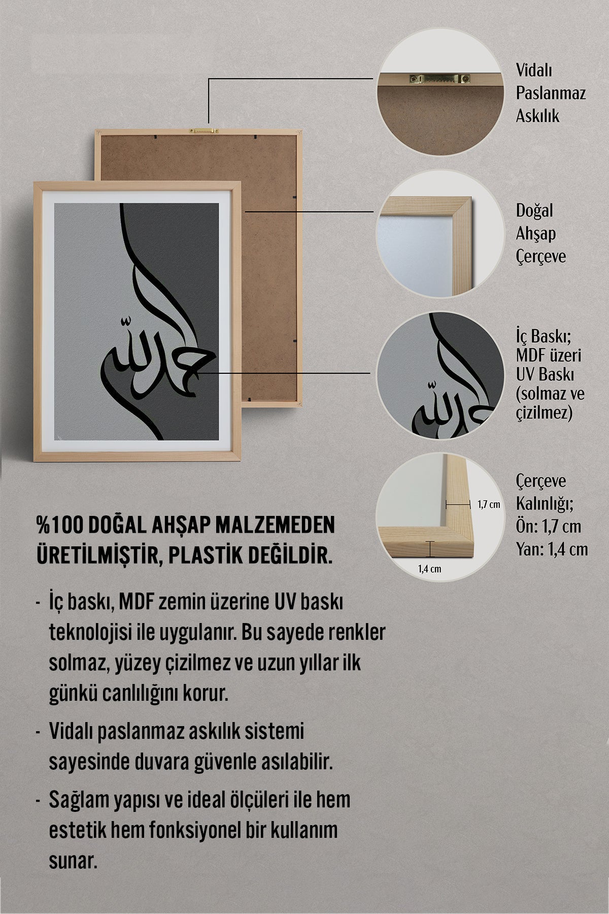 HOMEPACK Ahşap Çerçeveli Tablo Çerçeveli Poster Sanatsal Modern Duvar Dekoru TK-1210