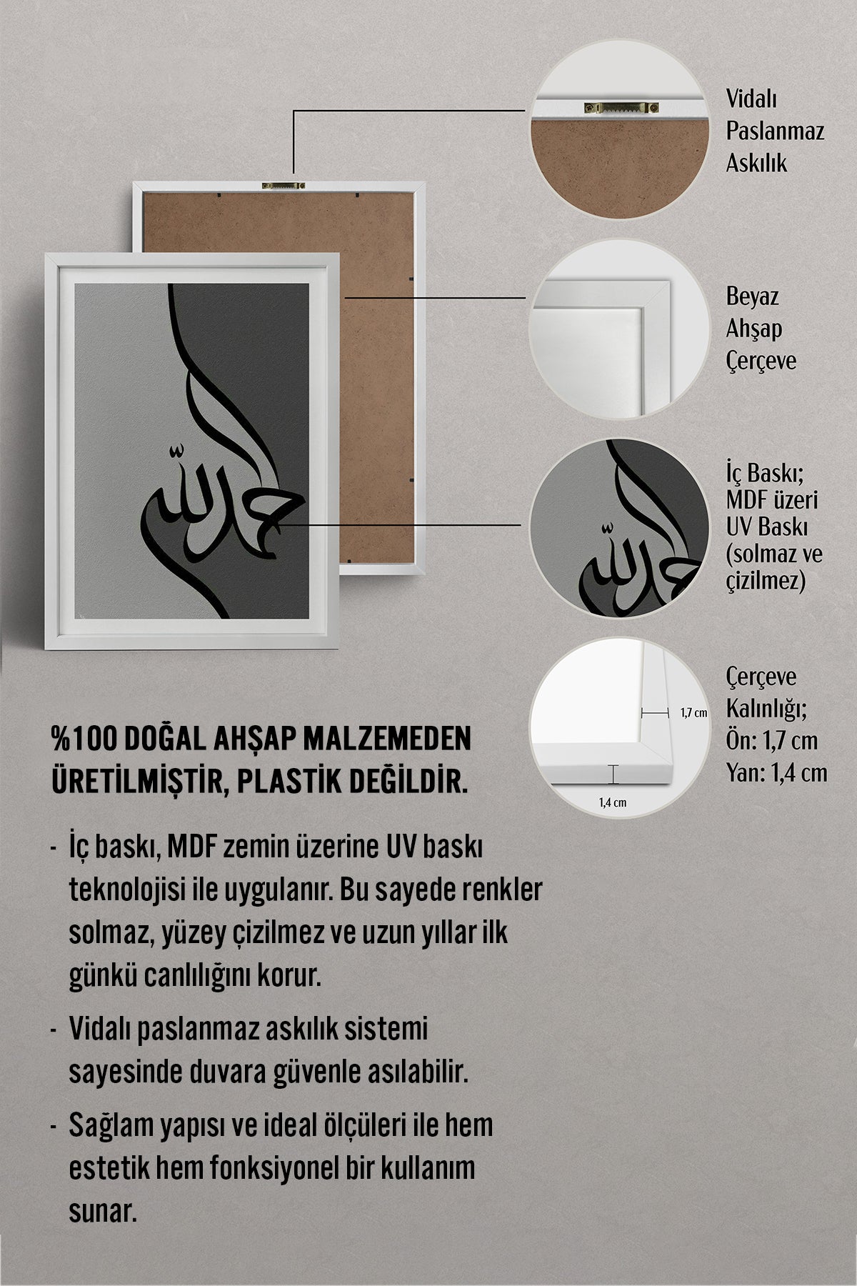 HOMEPACK Ahşap Çerçeveli Tablo Çerçeveli Poster Sanatsal Modern Duvar Dekoru TK-1210