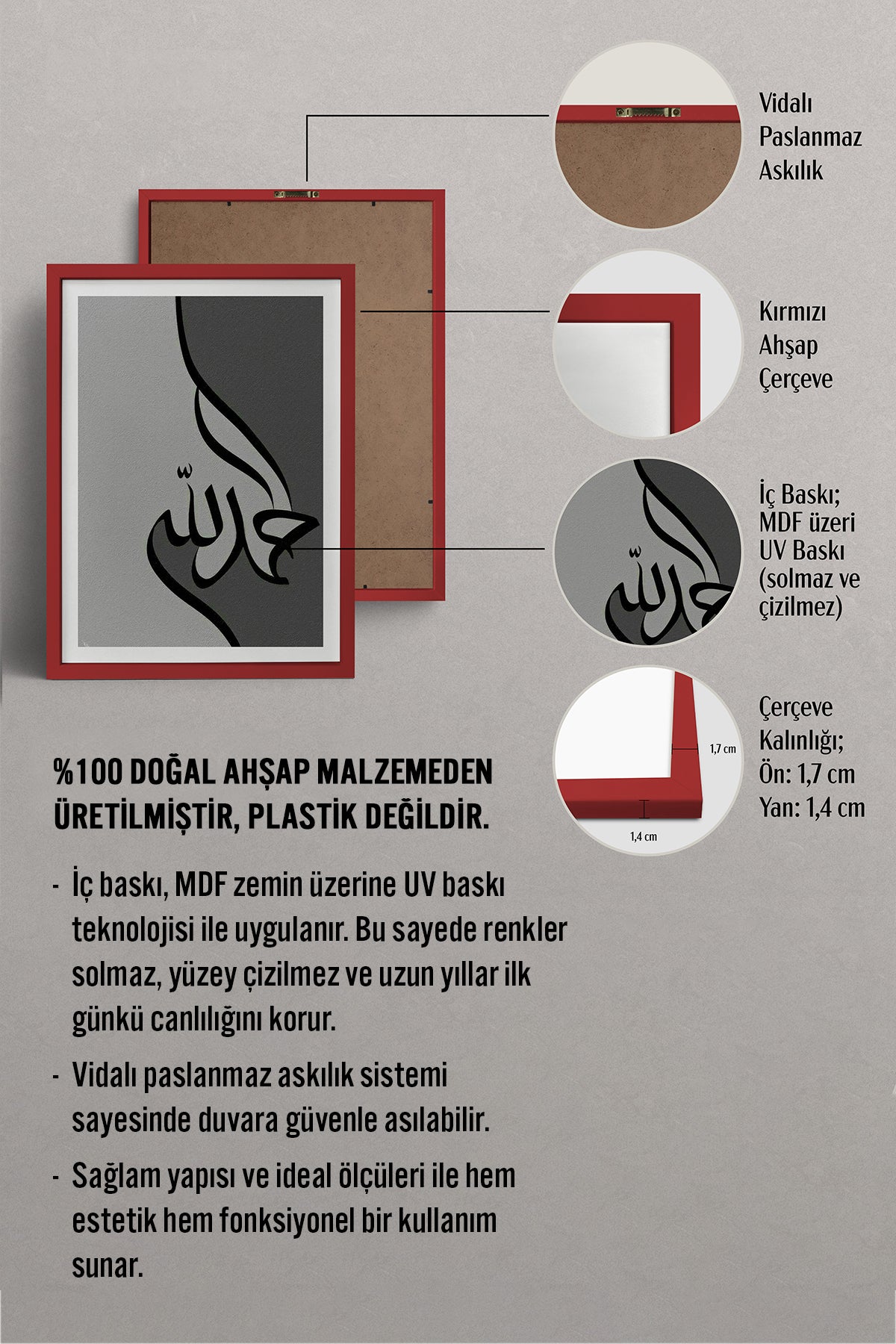 HOMEPACK Ahşap Çerçeveli Tablo Çerçeveli Poster Sanatsal Modern Duvar Dekoru TK-1210