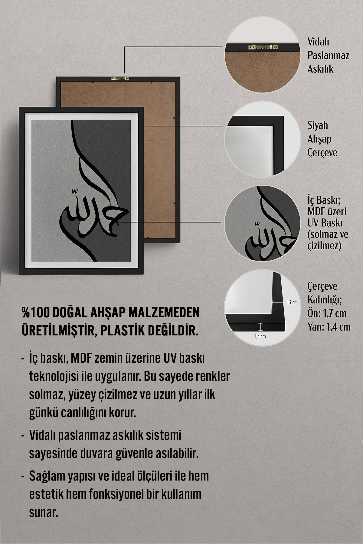 HOMEPACK Ahşap Çerçeveli Tablo Çerçeveli Poster Sanatsal Modern Duvar Dekoru TK-1210