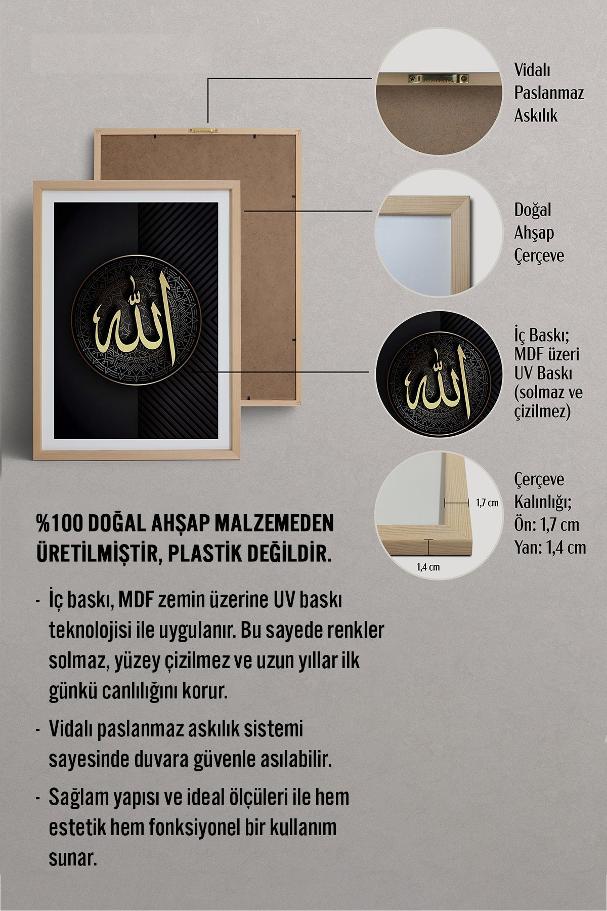 HOMEPACK Ahşap Çerçeveli Tablo Çerçeveli Poster Sanatsal Modern Duvar Dekoru TK-1212