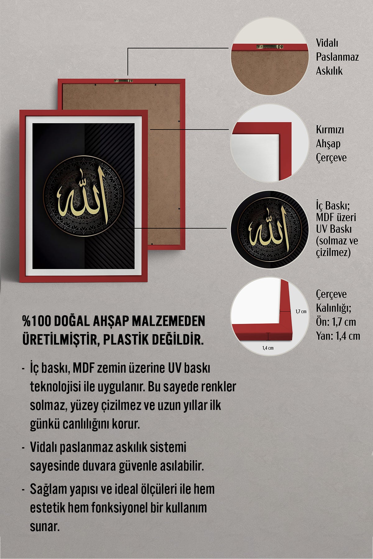 HOMEPACK Ahşap Çerçeveli Tablo Çerçeveli Poster Sanatsal Modern Duvar Dekoru TK-1212