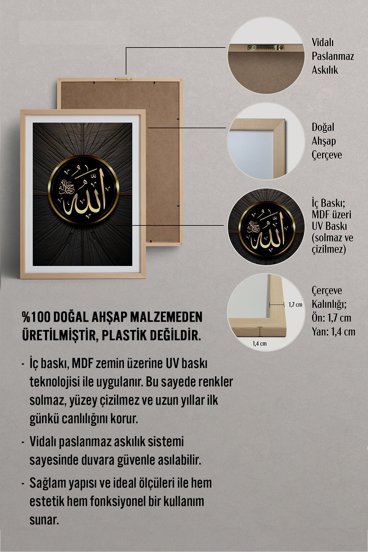 HOMEPACK Ahşap Çerçeveli Tablo Çerçeveli Poster Sanatsal Modern Duvar Dekoru TK-1213