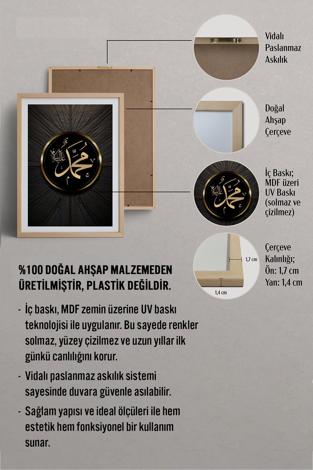 HOMEPACK Ahşap Çerçeveli Tablo Çerçeveli Poster Sanatsal Modern Duvar Dekoru TK-1214