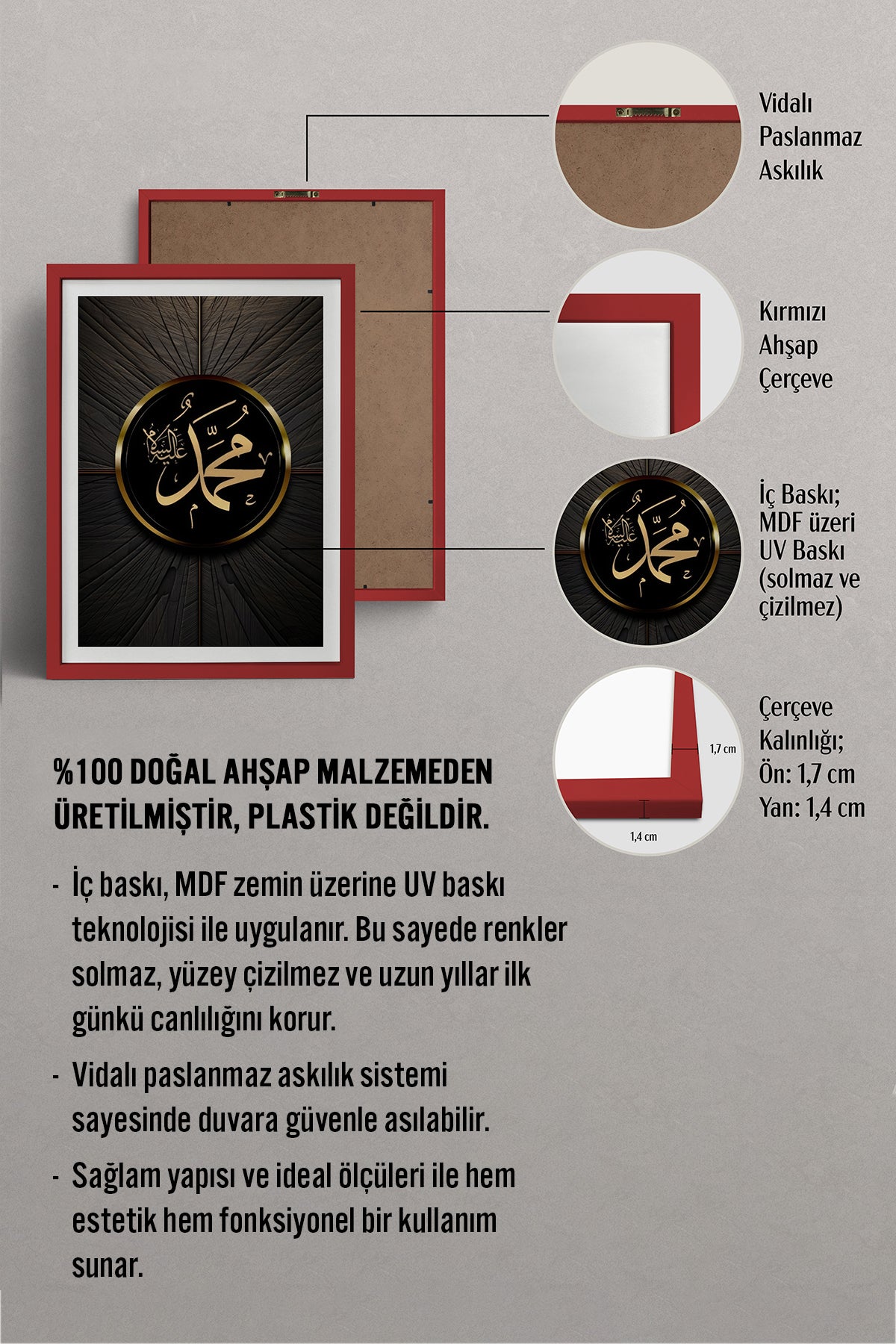 HOMEPACK Ahşap Çerçeveli Tablo Çerçeveli Poster Sanatsal Modern Duvar Dekoru TK-1214