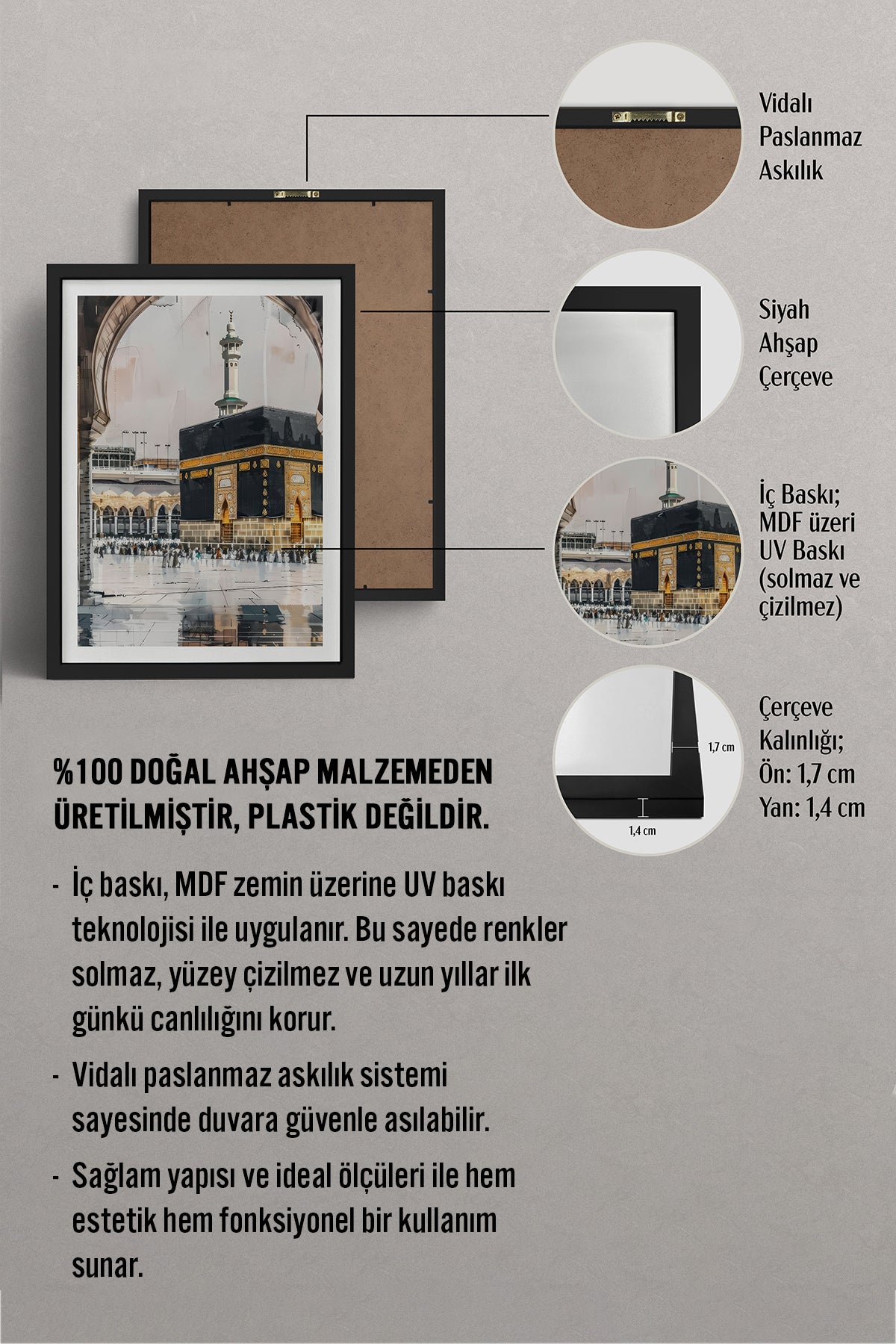 HOMEPACK Ahşap Çerçeveli Tablo Çerçeveli Poster Sanatsal Modern Duvar Dekoru TK-1215