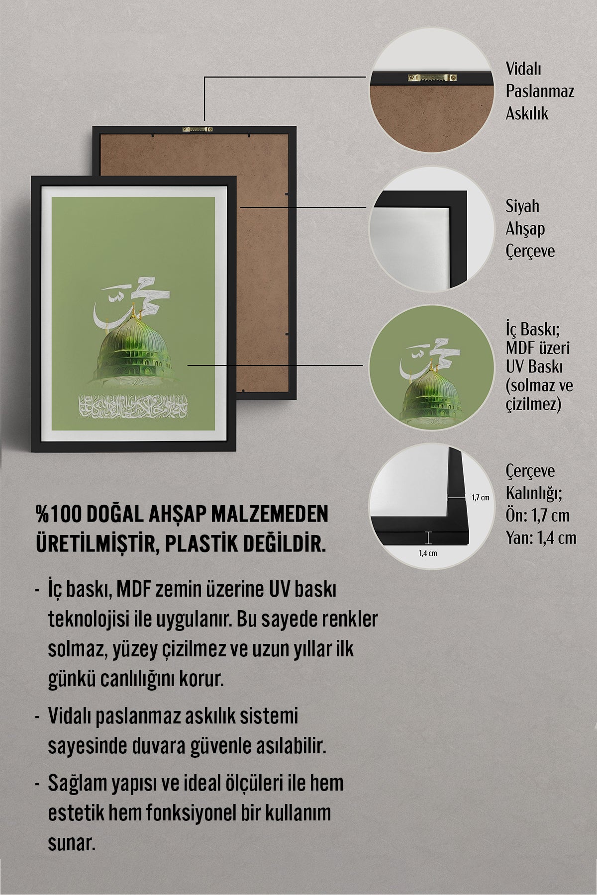 HOMEPACK Ahşap Çerçeveli Tablo Çerçeveli Poster Sanatsal Modern Duvar Dekoru TK-1216