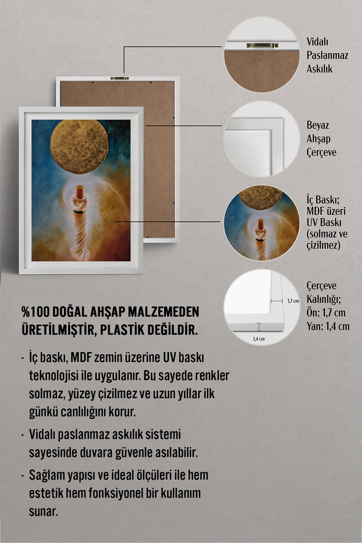 HOMEPACK Ahşap Çerçeveli Tablo Çerçeveli Poster Sanatsal Modern Duvar Dekoru TK-1224