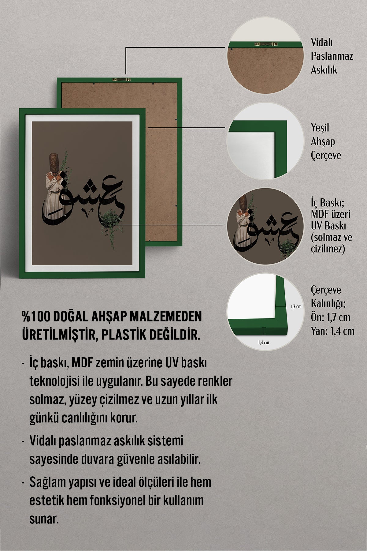 HOMEPACK Ahşap Çerçeveli Tablo Çerçeveli Poster Sanatsal Modern Duvar Dekoru TK-1225