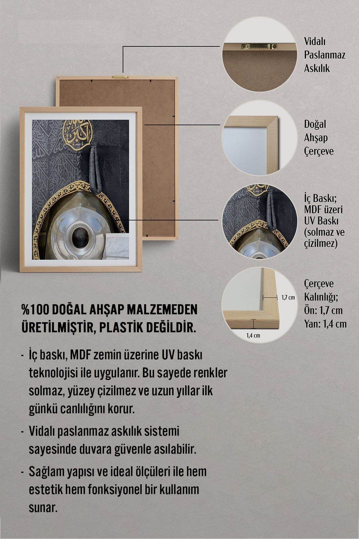 HOMEPACK Ahşap Çerçeveli Tablo Çerçeveli Poster Sanatsal Modern Duvar Dekoru TK-1229