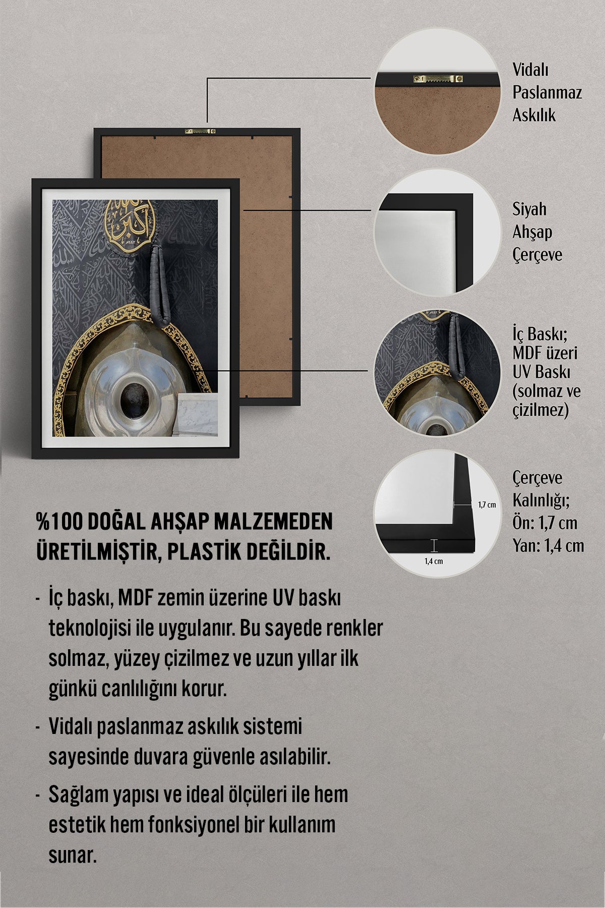 HOMEPACK Ahşap Çerçeveli Tablo Çerçeveli Poster Sanatsal Modern Duvar Dekoru TK-1229