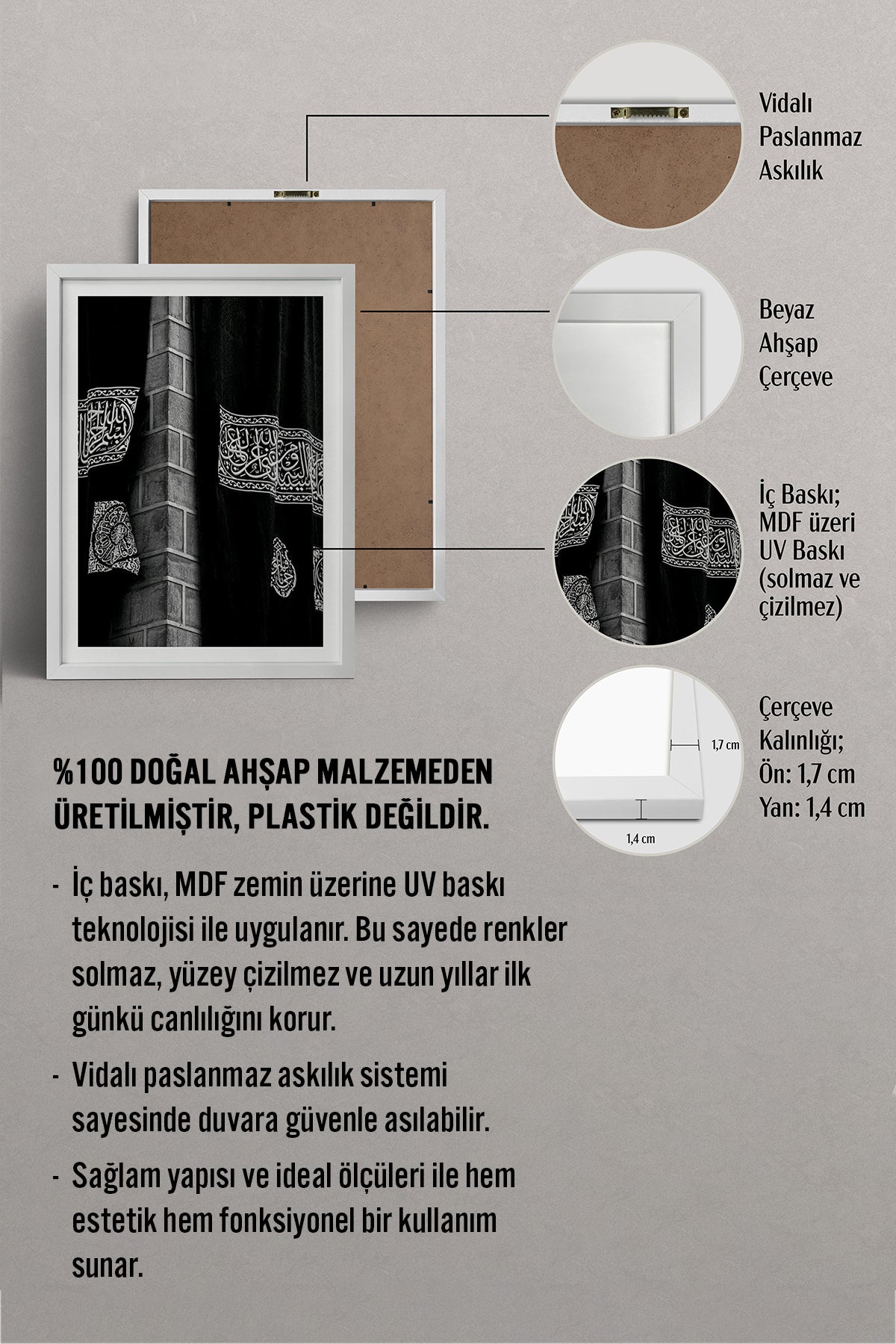 HOMEPACK Ahşap Çerçeveli Tablo Çerçeveli Poster Sanatsal Modern Duvar Dekoru TK-1230