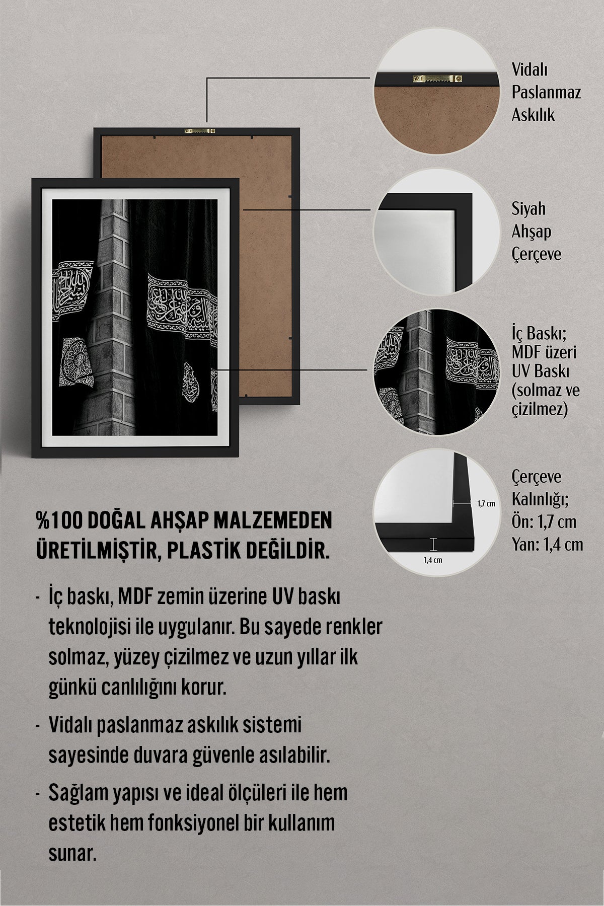 HOMEPACK Ahşap Çerçeveli Tablo Çerçeveli Poster Sanatsal Modern Duvar Dekoru TK-1230