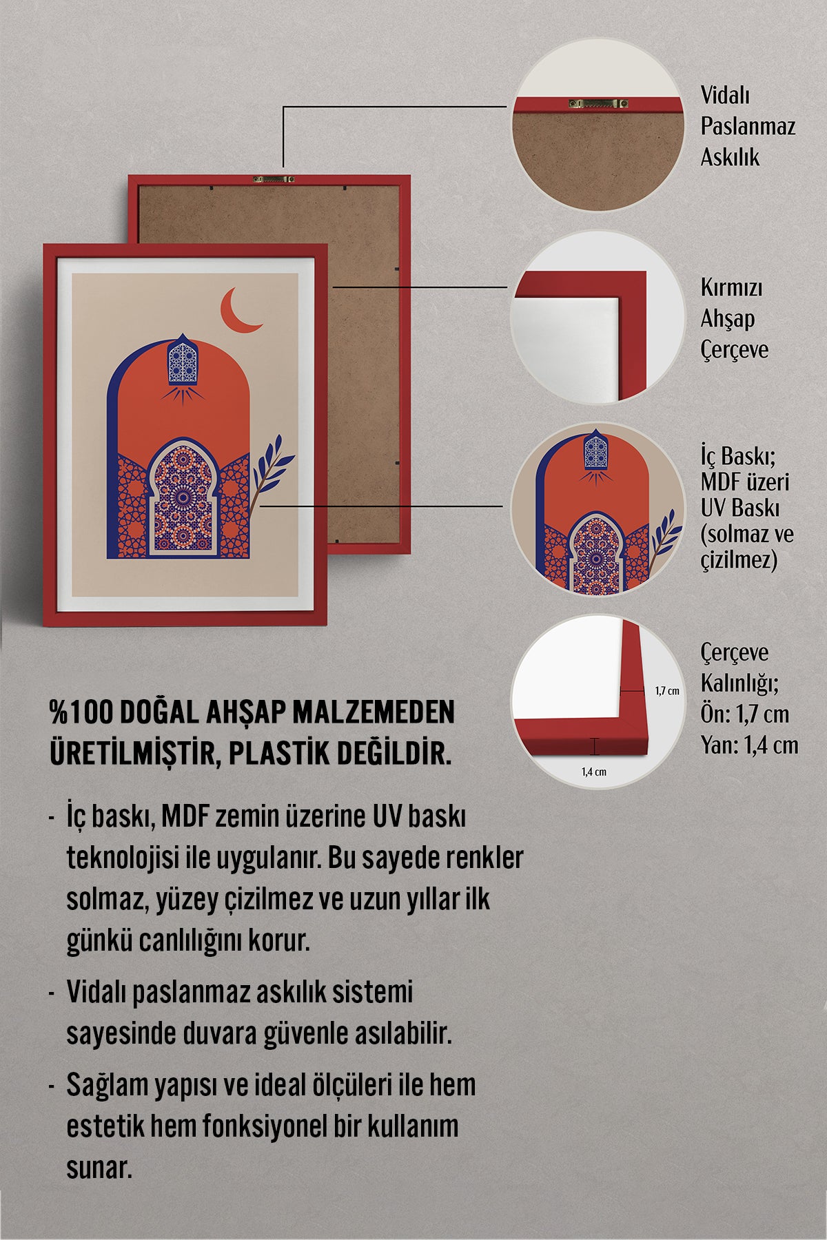 HOMEPACK Ahşap Çerçeveli Tablo Çerçeveli Poster Sanatsal Modern Duvar Dekoru TK-1235