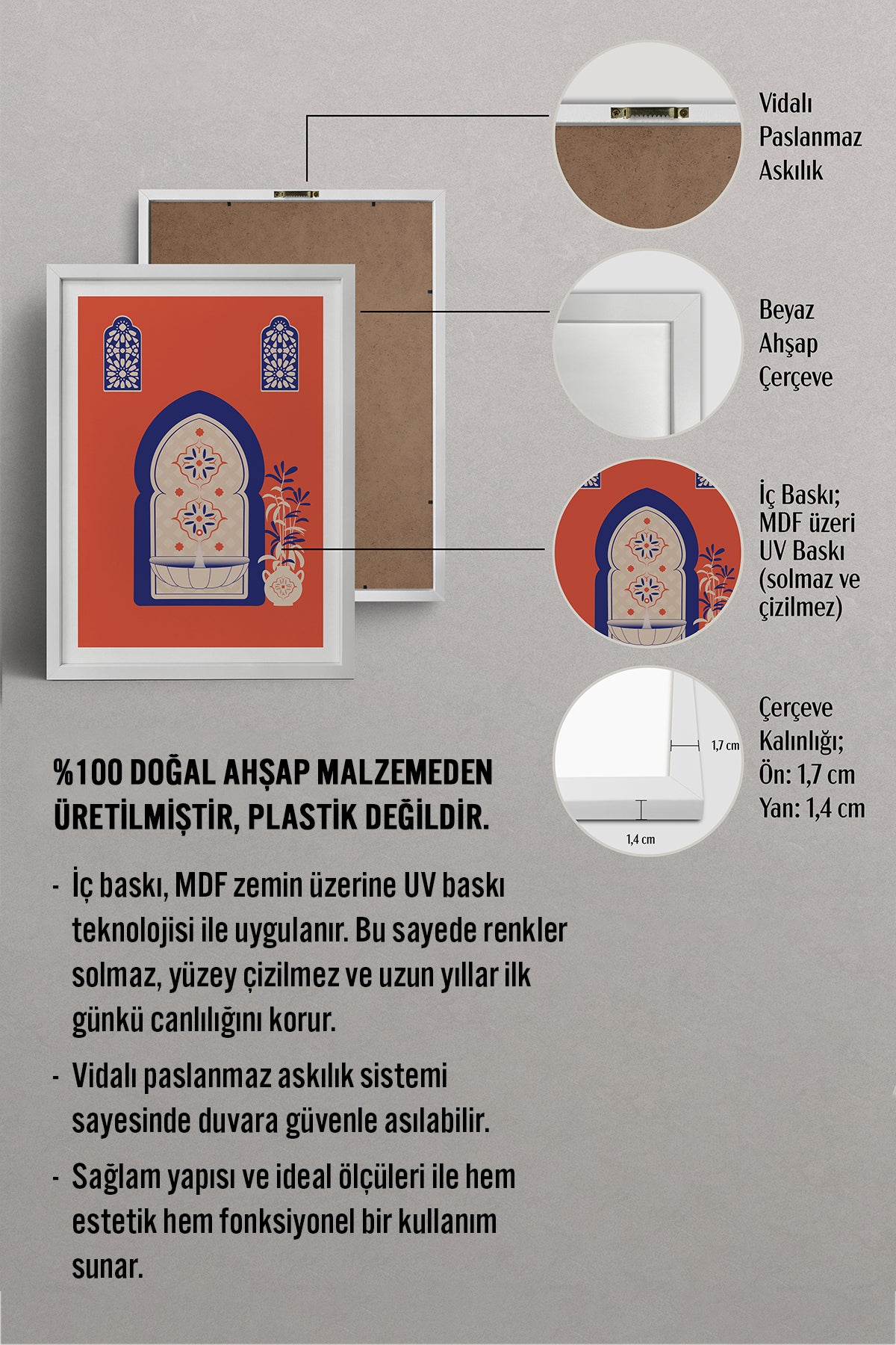 HOMEPACK Ahşap Çerçeveli Tablo Çerçeveli Poster Sanatsal Modern Duvar Dekoru TK-1236