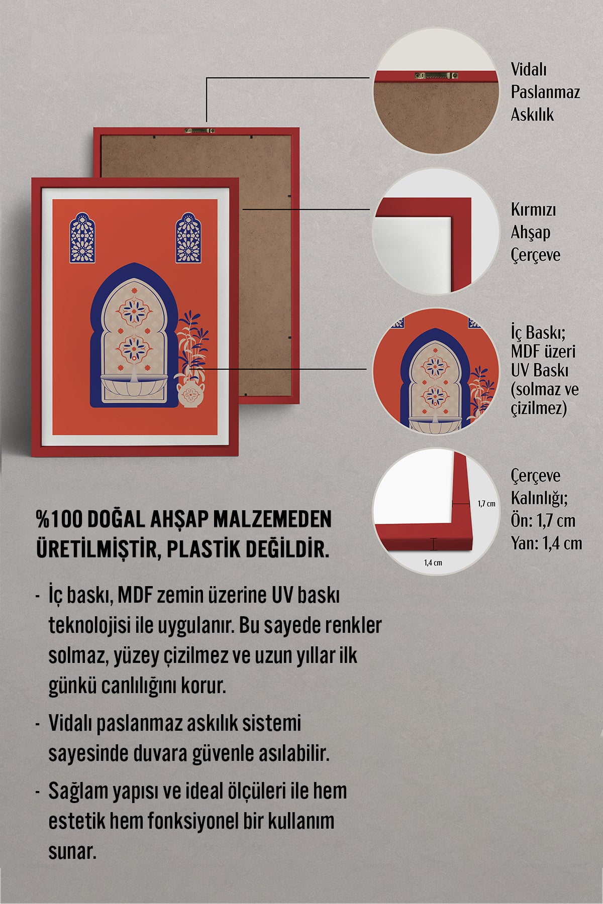 HOMEPACK Ahşap Çerçeveli Tablo Çerçeveli Poster Sanatsal Modern Duvar Dekoru TK-1236