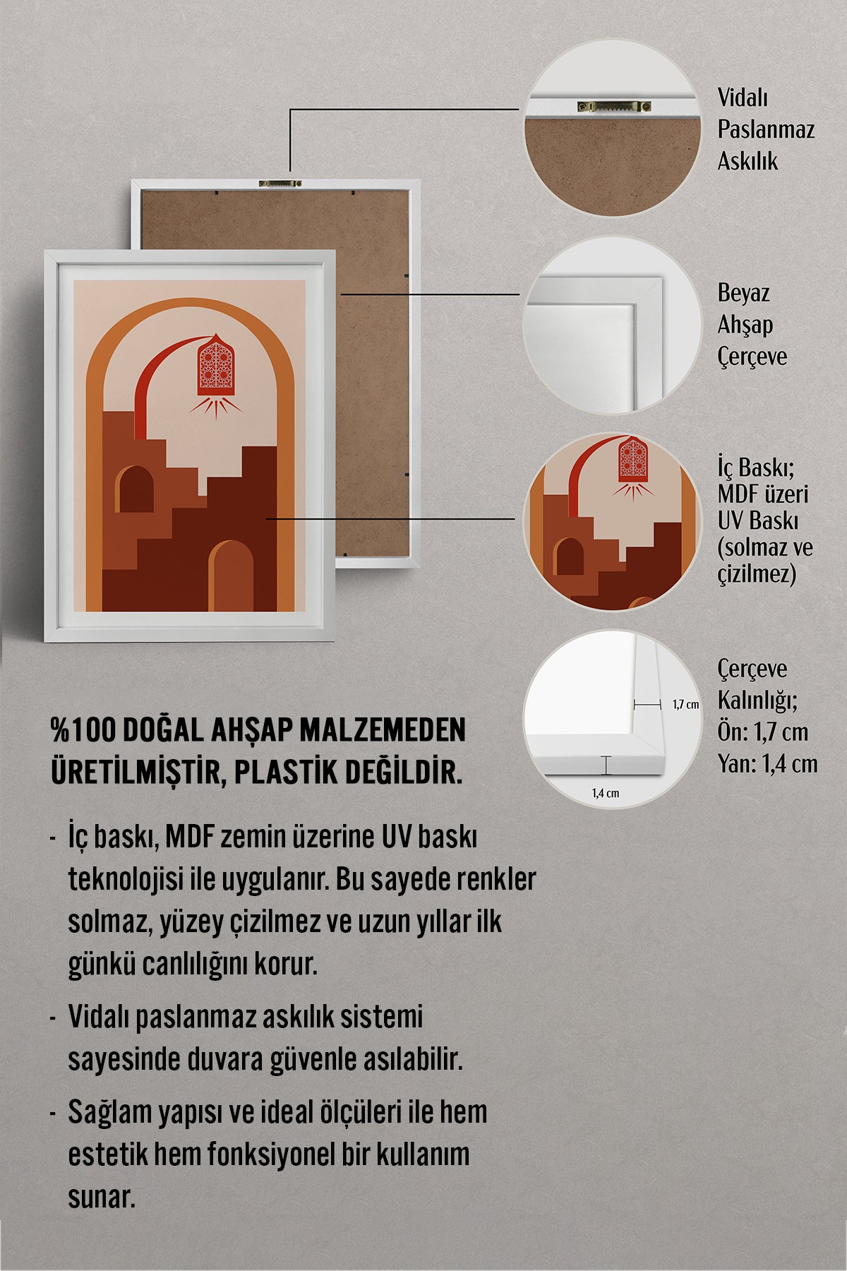 HOMEPACK Ahşap Çerçeveli Tablo Çerçeveli Poster Sanatsal Modern Duvar Dekoru TK-1238