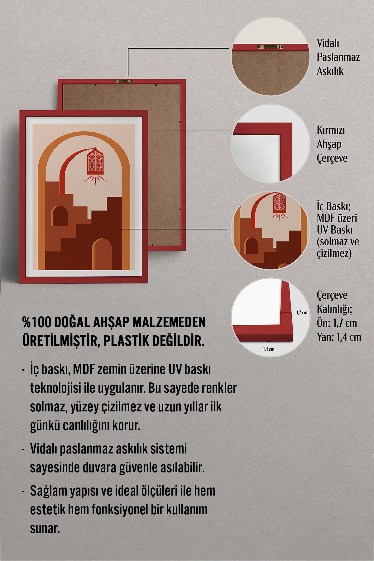 HOMEPACK Ahşap Çerçeveli Tablo Çerçeveli Poster Sanatsal Modern Duvar Dekoru TK-1238