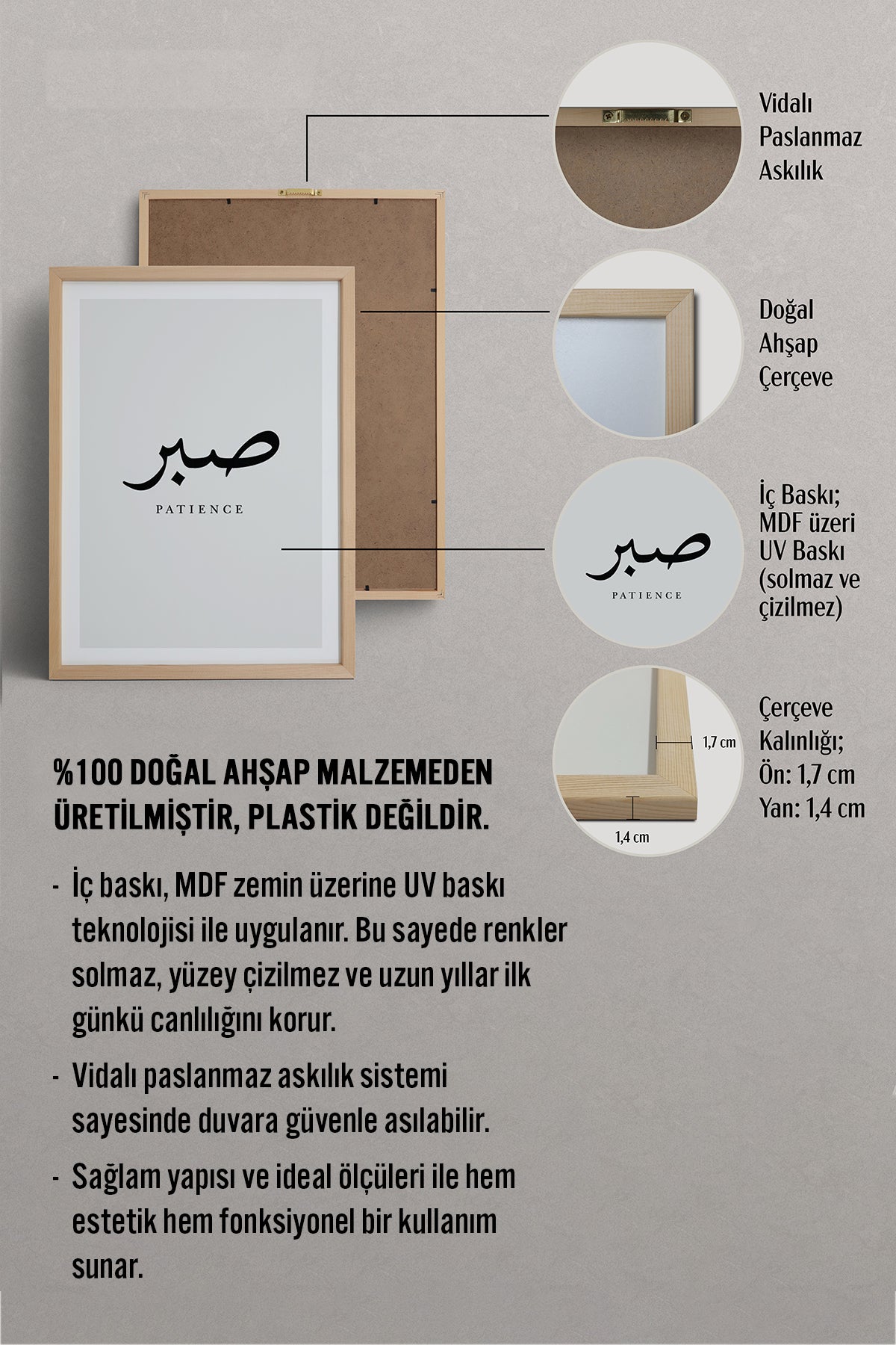 HOMEPACK Ahşap Çerçeveli Tablo Çerçeveli Poster Sanatsal Modern Duvar Dekoru TK-1240
