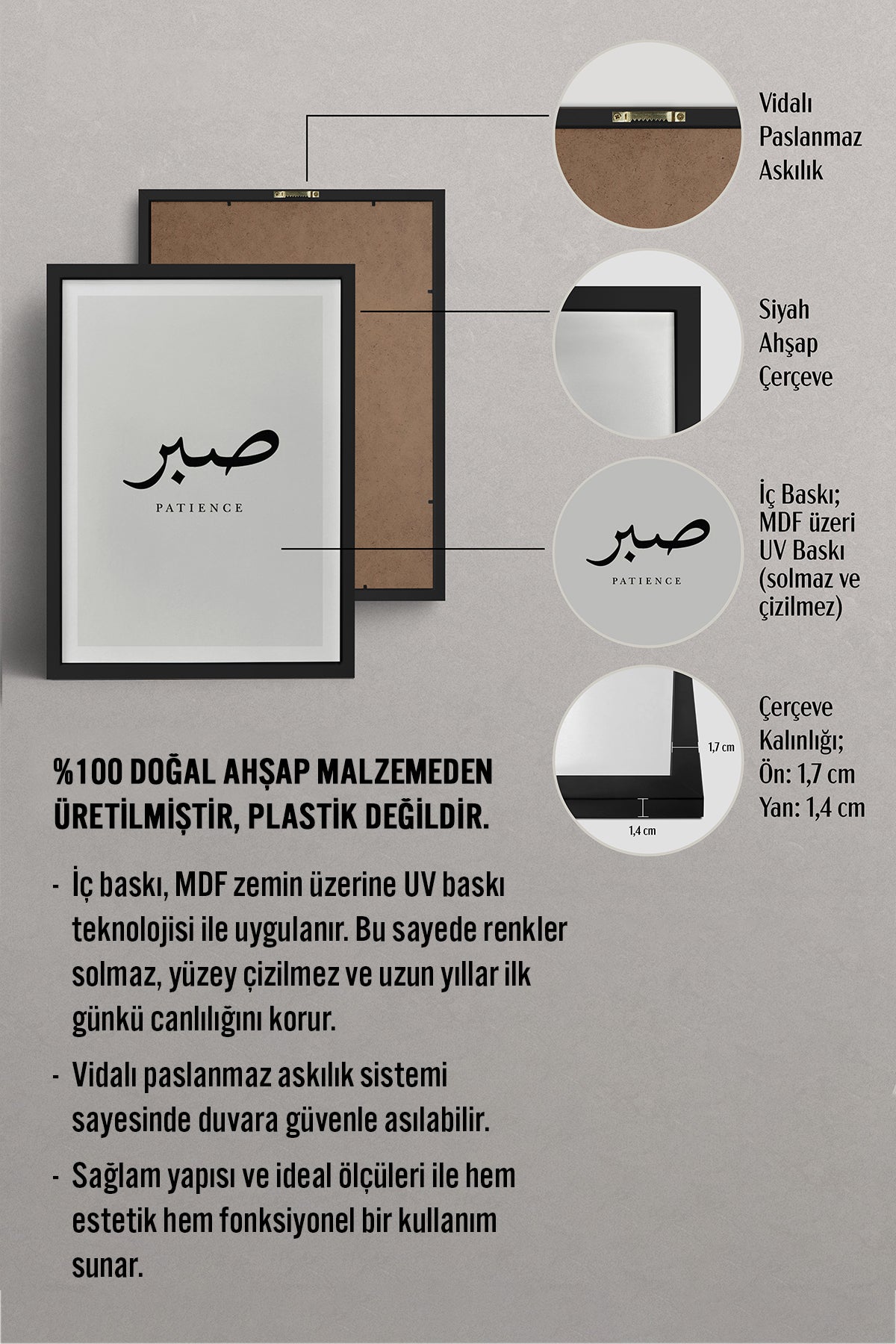 HOMEPACK Ahşap Çerçeveli Tablo Çerçeveli Poster Sanatsal Modern Duvar Dekoru TK-1240