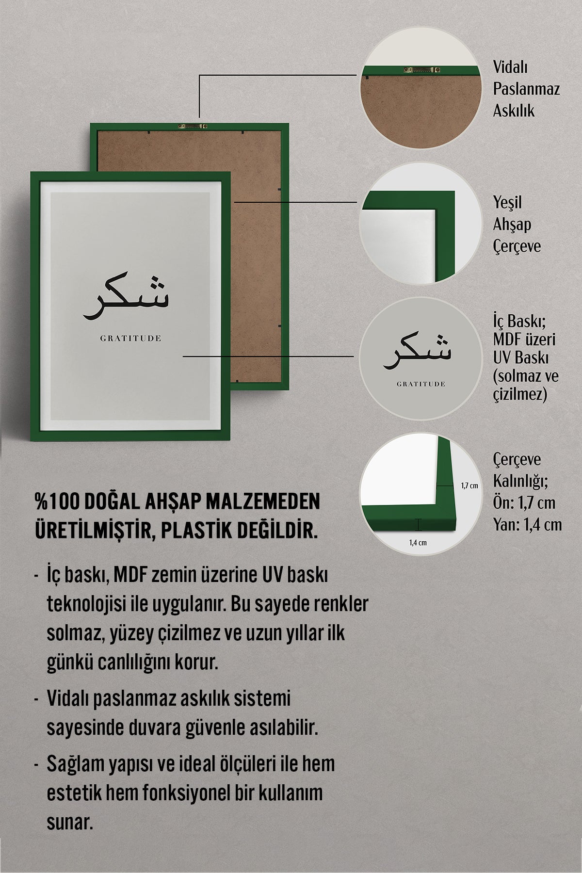 HOMEPACK Ahşap Çerçeveli Tablo Çerçeveli Poster Sanatsal Modern Duvar Dekoru TK-1241