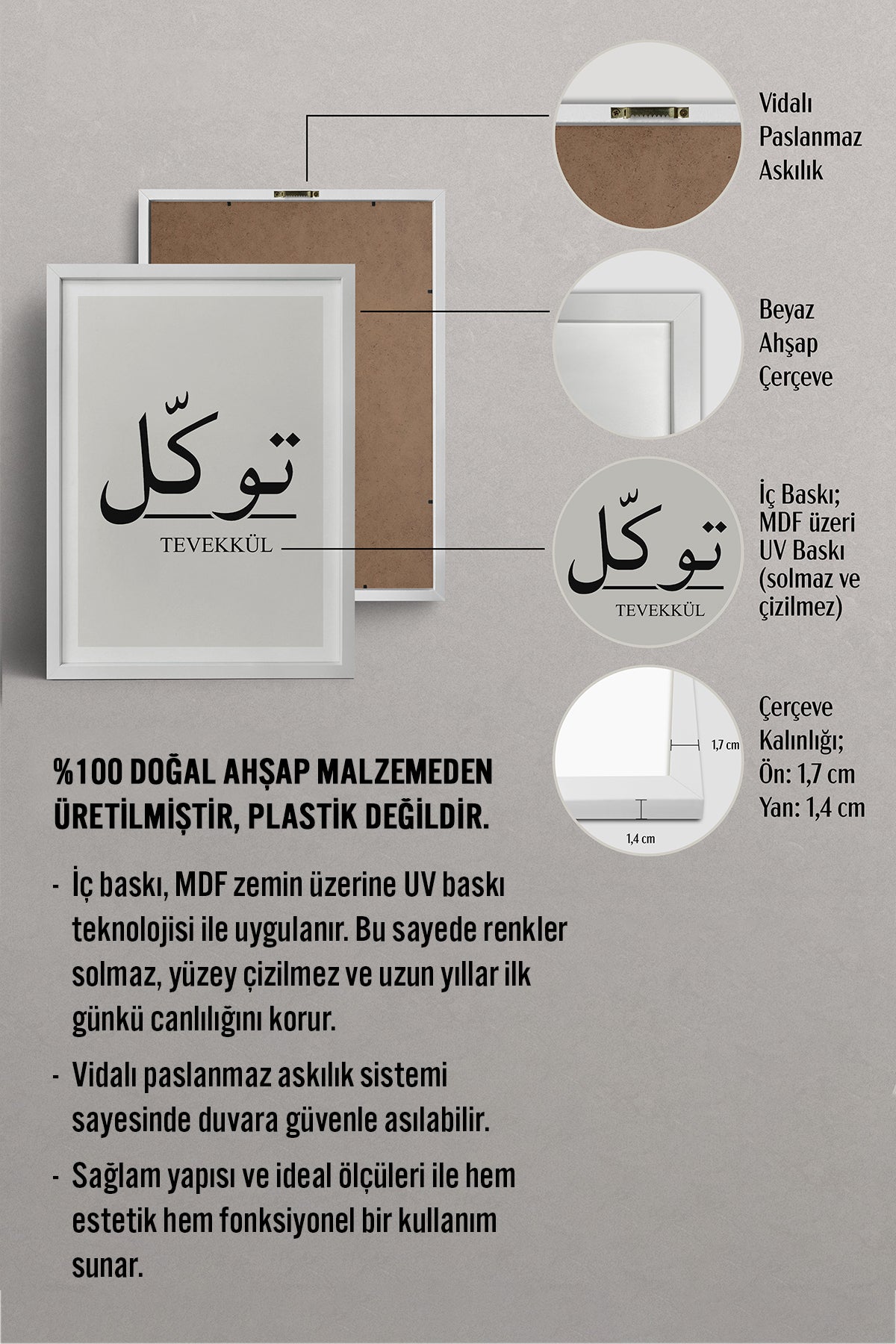 HOMEPACK Ahşap Çerçeveli Tablo Çerçeveli Poster Sanatsal Modern Duvar Dekoru TK-1242