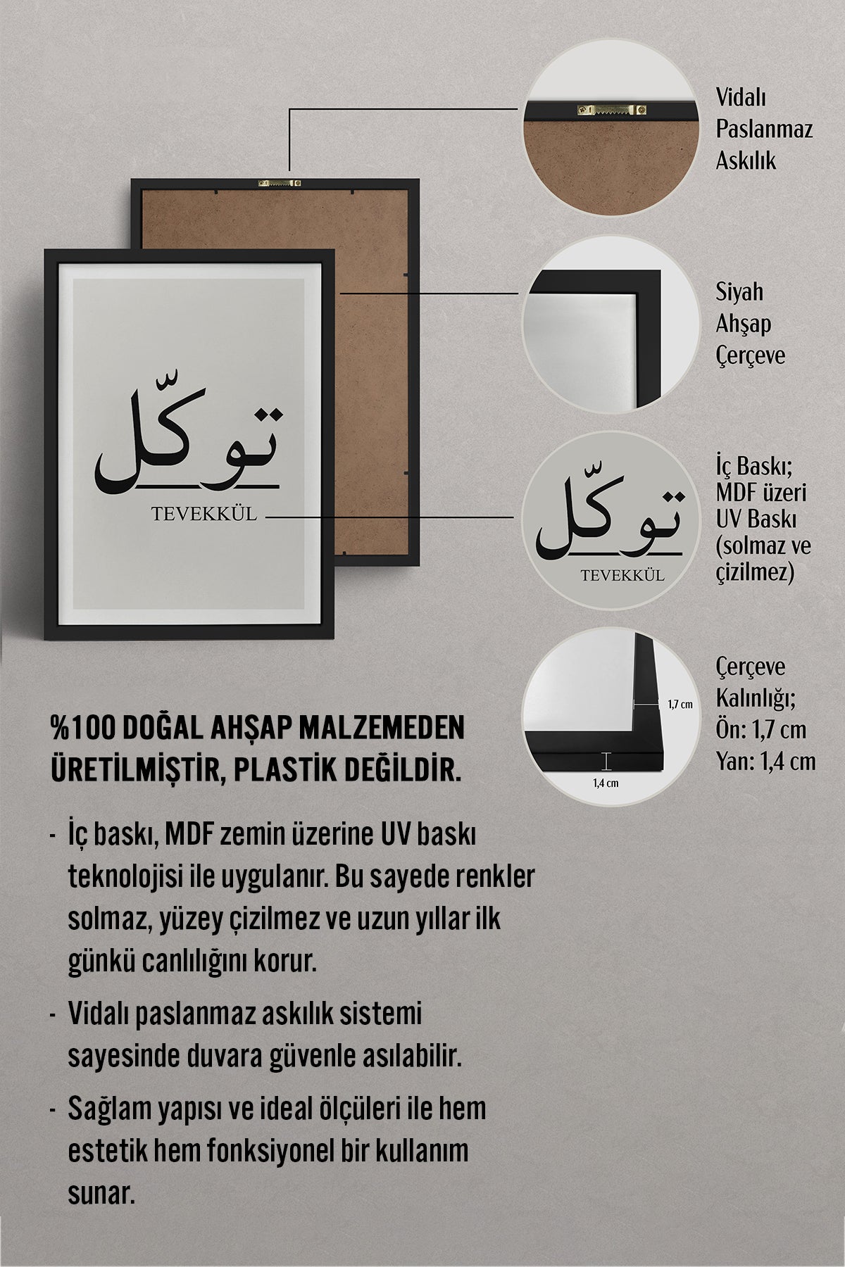 HOMEPACK Ahşap Çerçeveli Tablo Çerçeveli Poster Sanatsal Modern Duvar Dekoru TK-1242