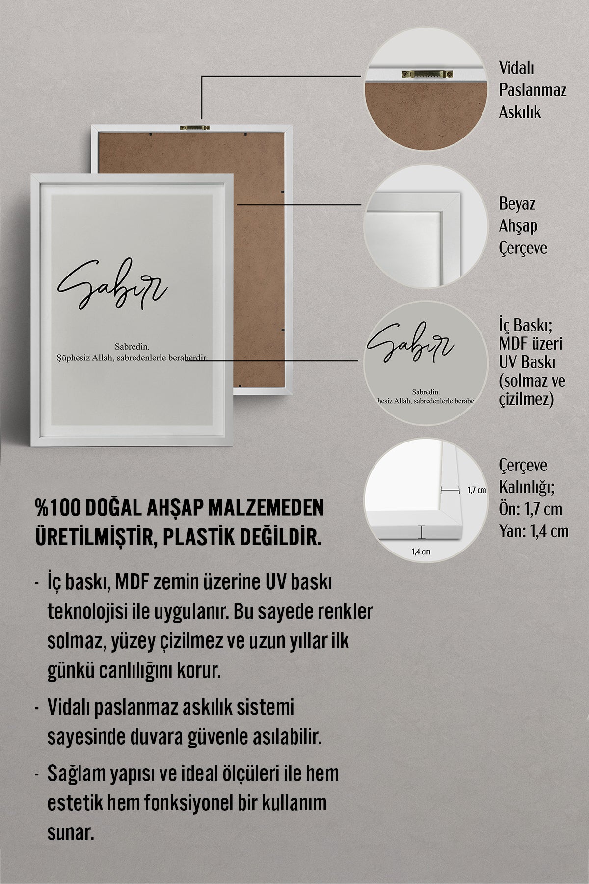 HOMEPACK Ahşap Çerçeveli Tablo Çerçeveli Poster Sanatsal Modern Duvar Dekoru TK-1243
