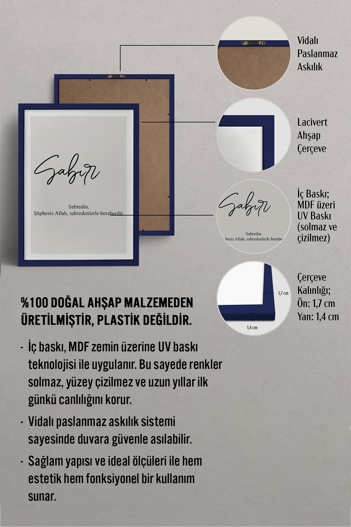 HOMEPACK Ahşap Çerçeveli Tablo Çerçeveli Poster Sanatsal Modern Duvar Dekoru TK-1243