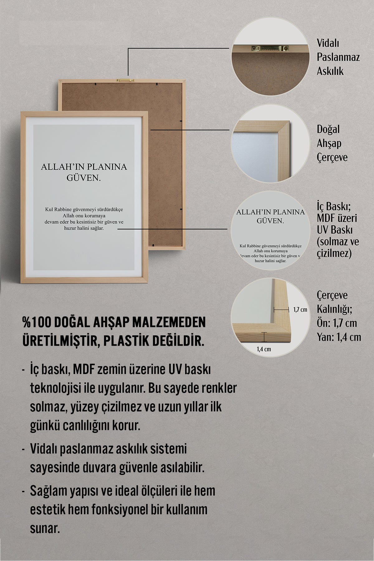 HOMEPACK Ahşap Çerçeveli Tablo Çerçeveli Poster Sanatsal Modern Duvar Dekoru TK-1244