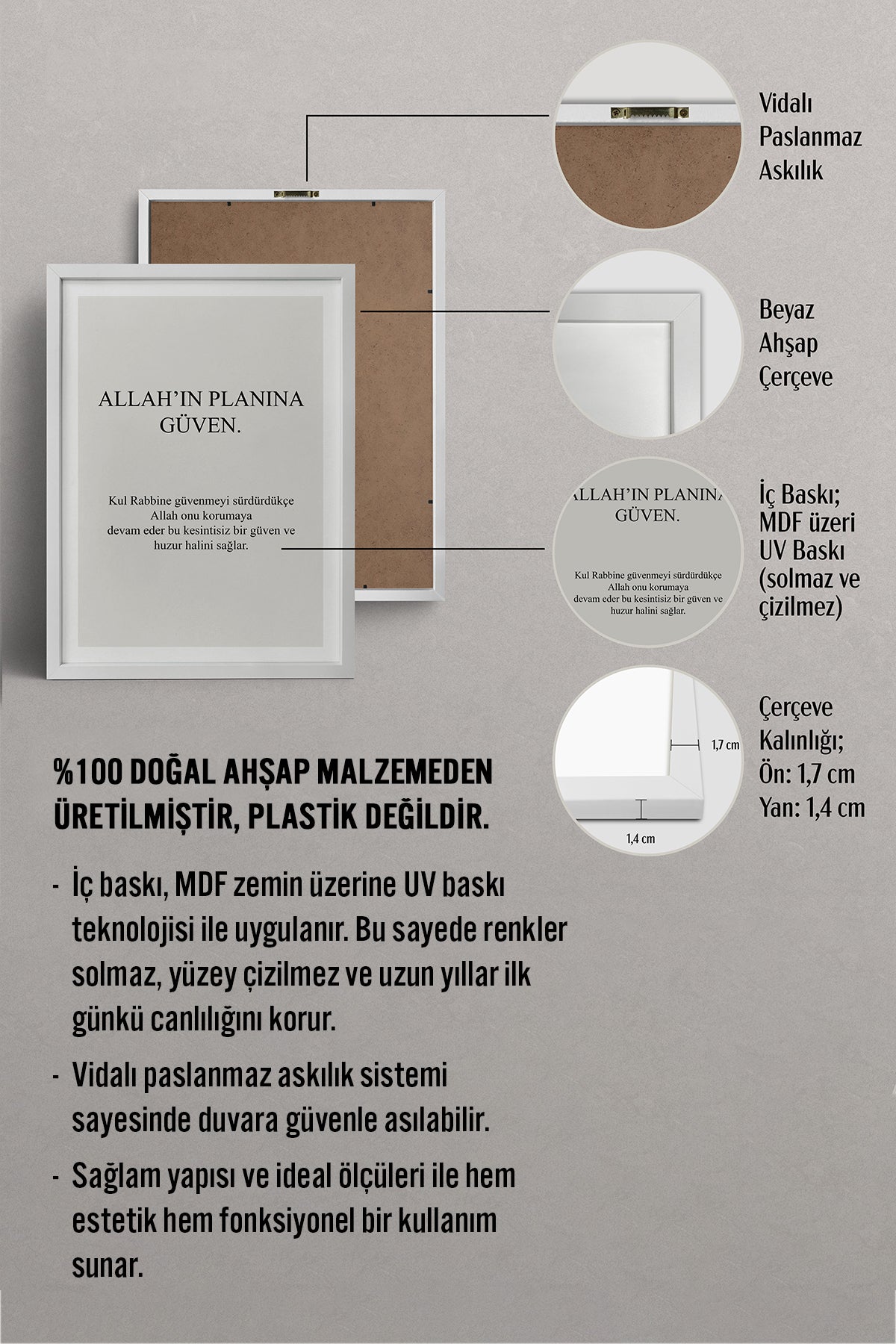 HOMEPACK Ahşap Çerçeveli Tablo Çerçeveli Poster Sanatsal Modern Duvar Dekoru TK-1244
