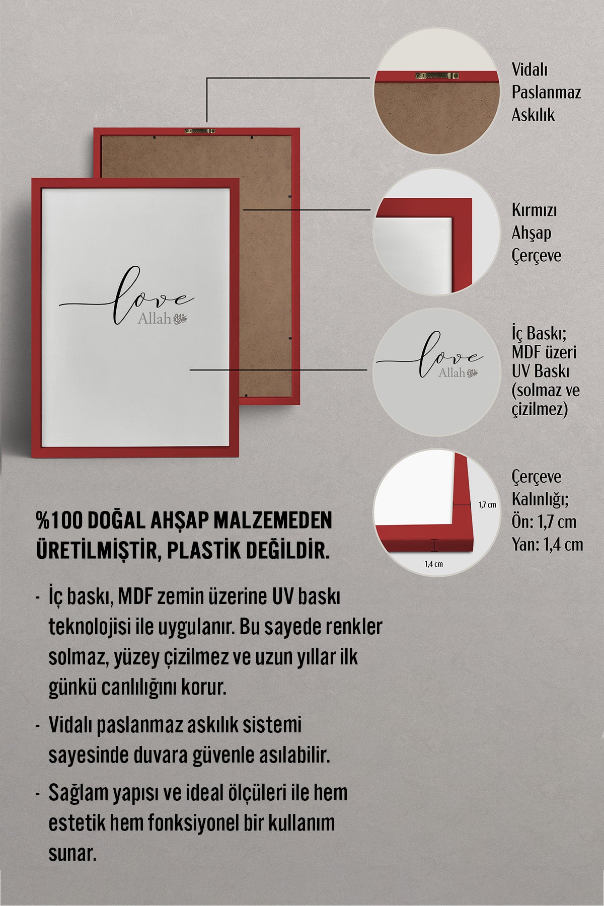 HOMEPACK Ahşap Çerçeveli Tablo Çerçeveli Poster Sanatsal Modern Duvar Dekoru TK-1247