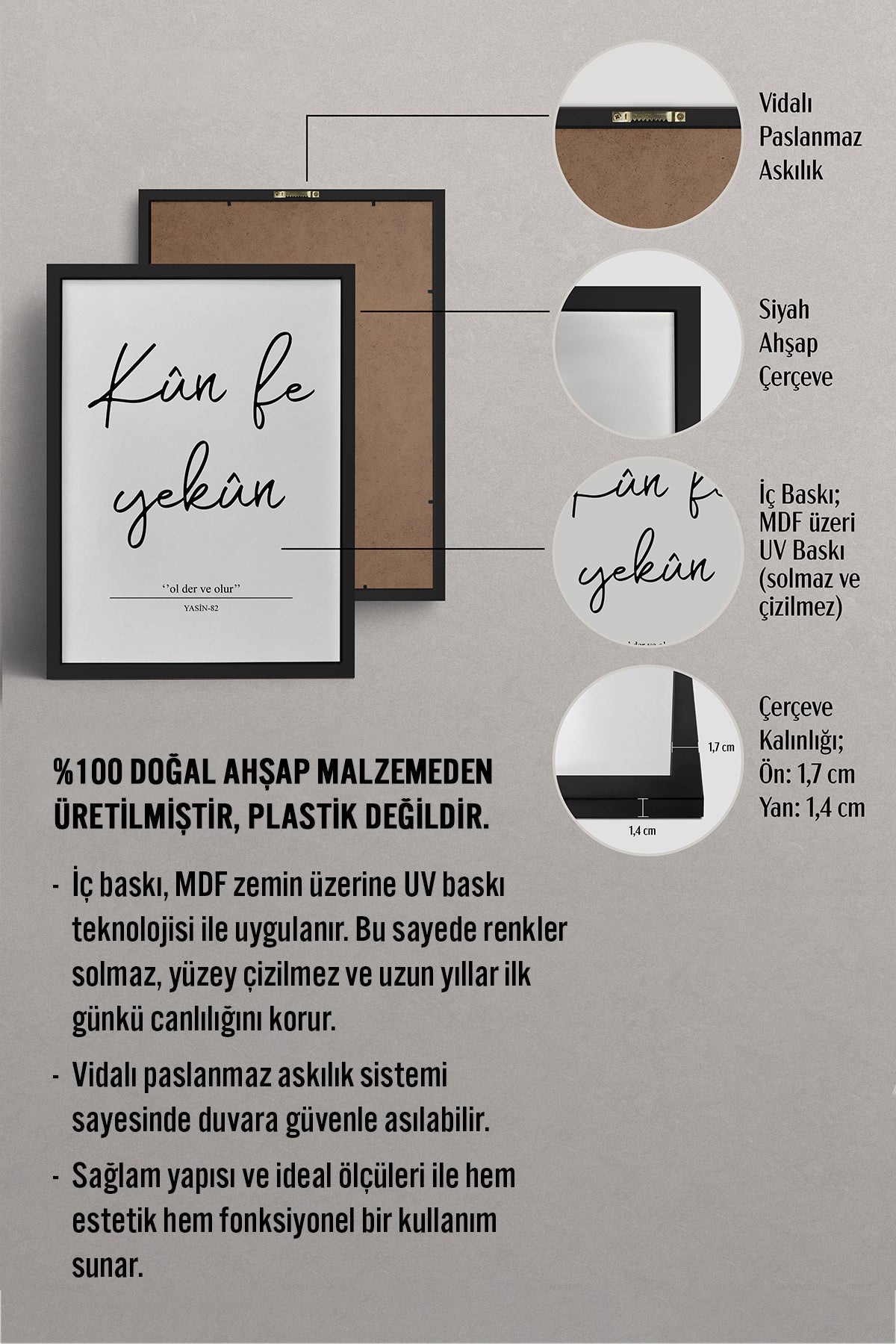 HOMEPACK Ahşap Çerçeveli Tablo Çerçeveli Poster Sanatsal Modern Duvar Dekoru TK-1249