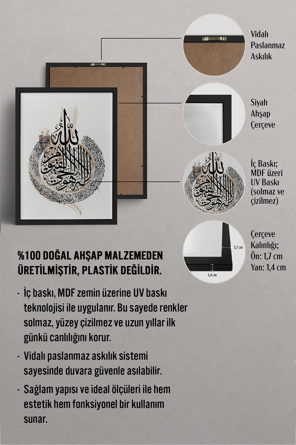 HOMEPACK Ahşap Çerçeveli Tablo Çerçeveli Poster Sanatsal Modern Duvar Dekoru TK-1250