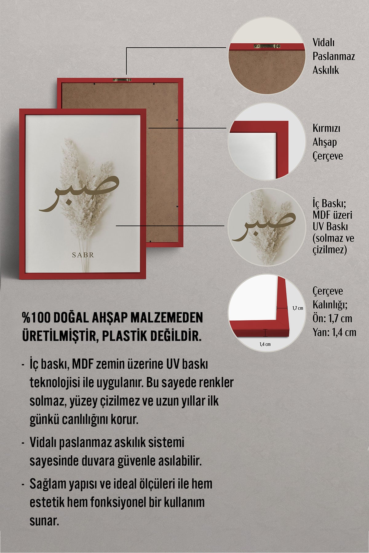 HOMEPACK Ahşap Çerçeveli Tablo Çerçeveli Poster Sanatsal Modern Duvar Dekoru TK-1251