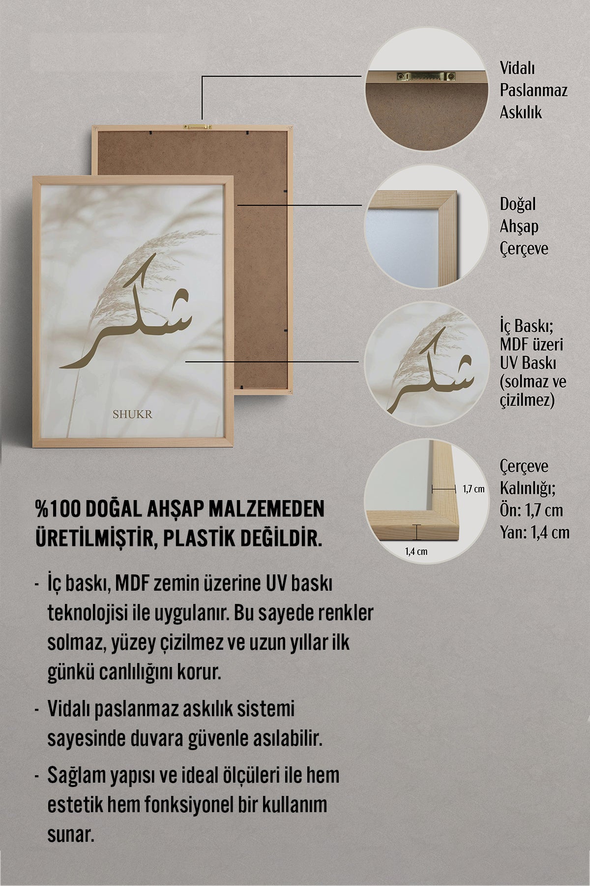 HOMEPACK Ahşap Çerçeveli Tablo Çerçeveli Poster Sanatsal Modern Duvar Dekoru TK-1252