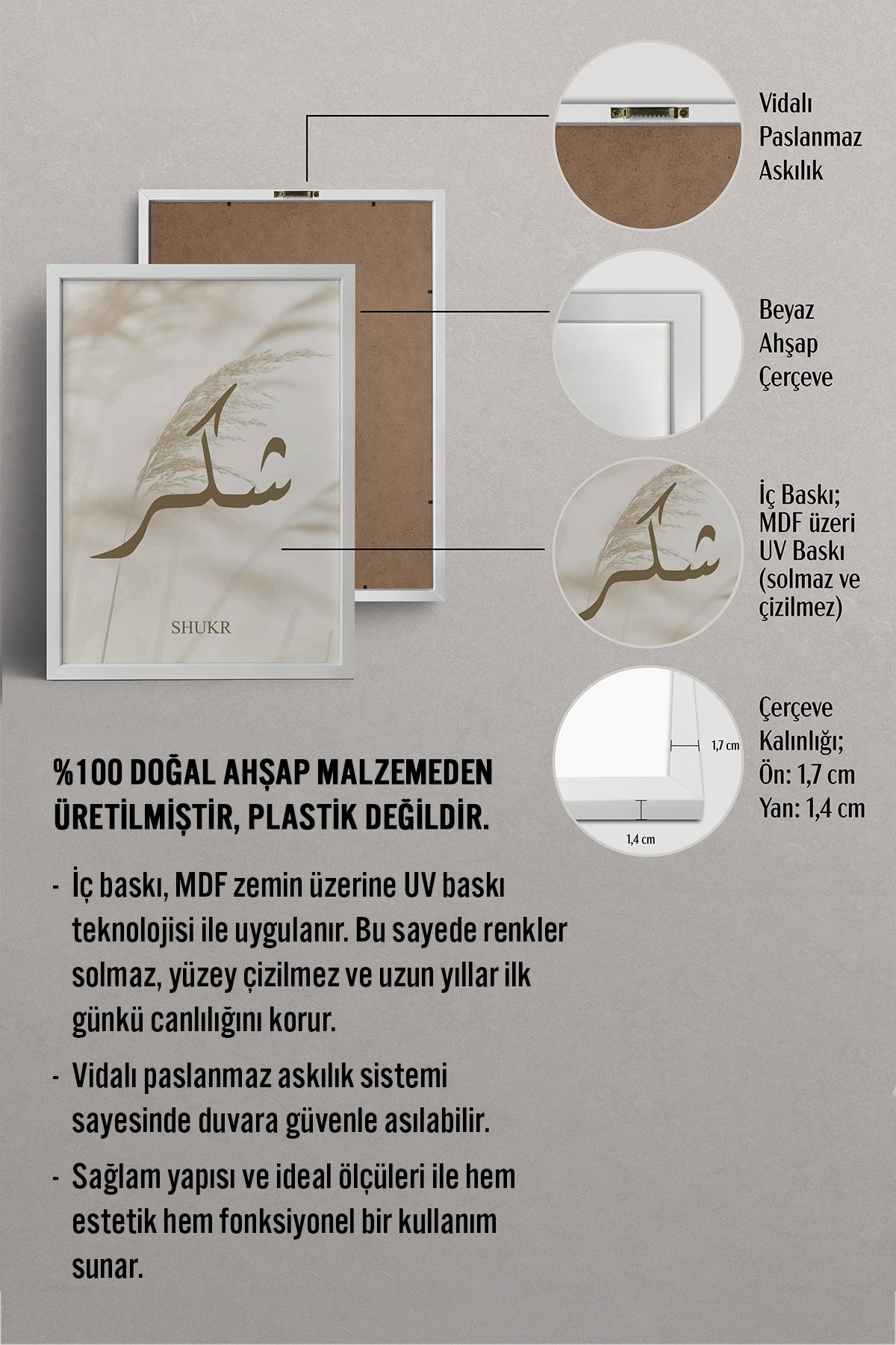 HOMEPACK Ahşap Çerçeveli Tablo Çerçeveli Poster Sanatsal Modern Duvar Dekoru TK-1252