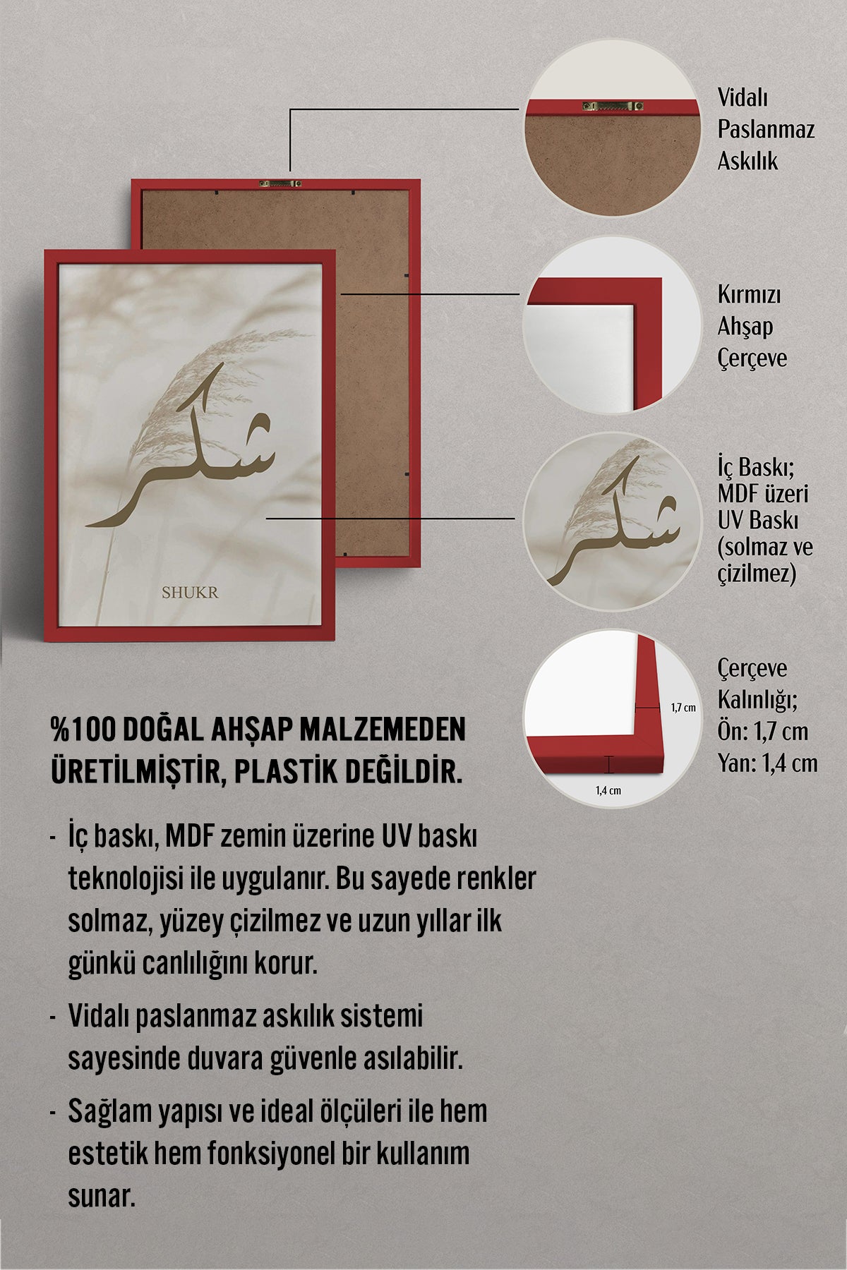 HOMEPACK Ahşap Çerçeveli Tablo Çerçeveli Poster Sanatsal Modern Duvar Dekoru TK-1252