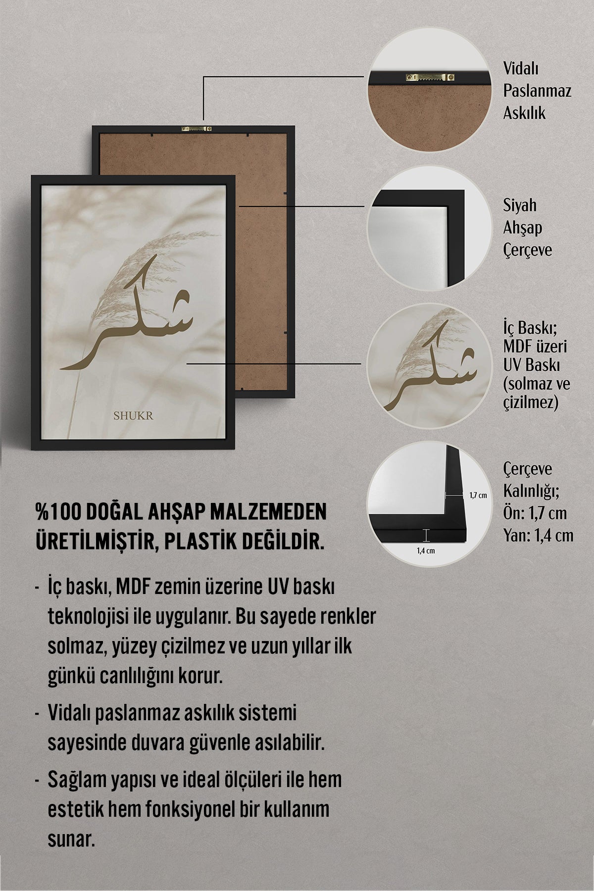 HOMEPACK Ahşap Çerçeveli Tablo Çerçeveli Poster Sanatsal Modern Duvar Dekoru TK-1252