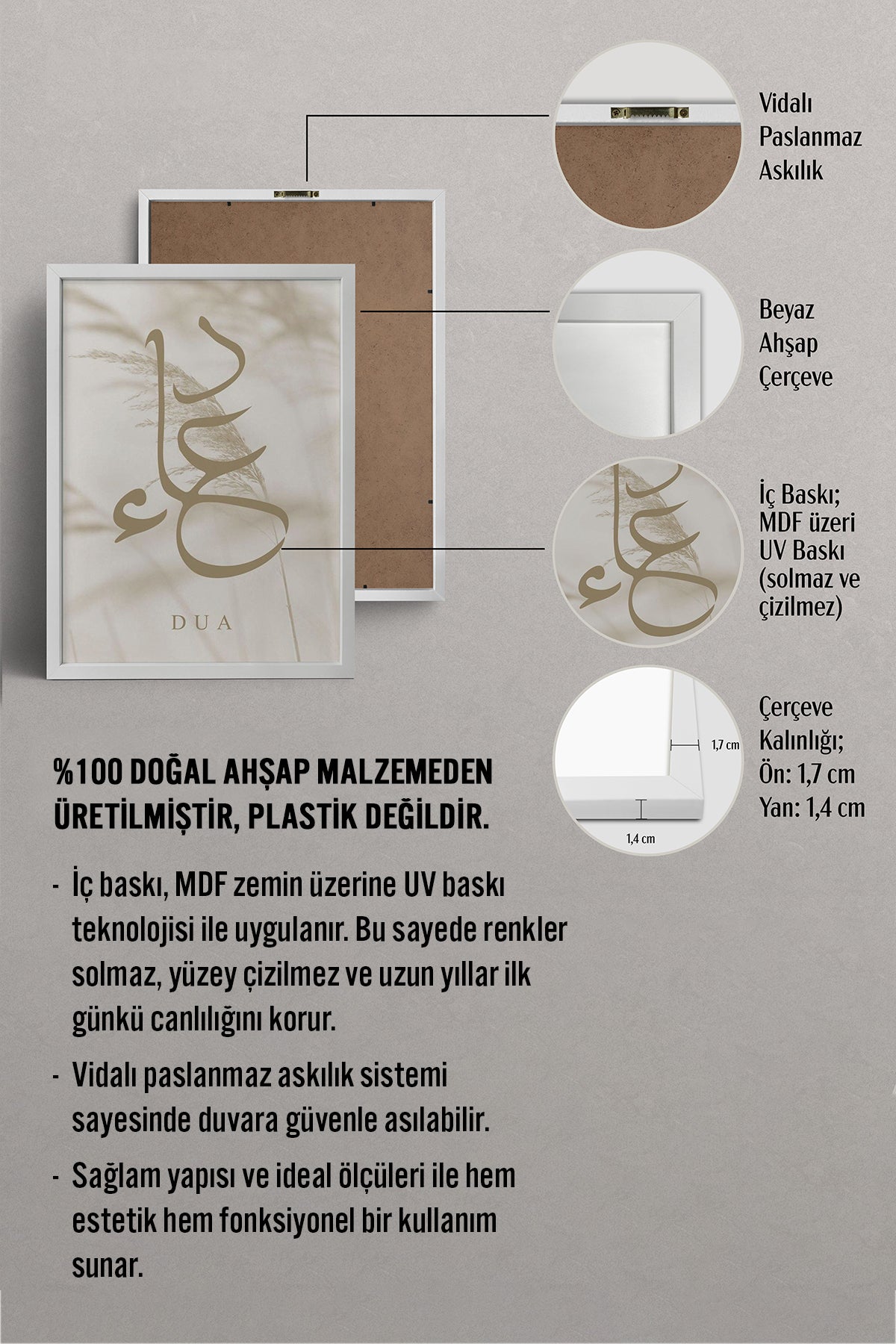 HOMEPACK Ahşap Çerçeveli Tablo Çerçeveli Poster Sanatsal Modern Duvar Dekoru TK-1253