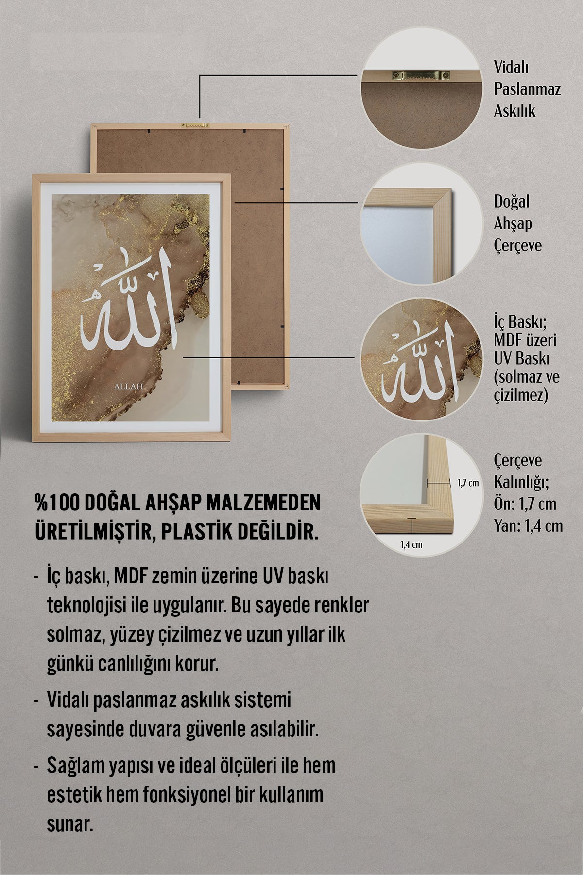 HOMEPACK Ahşap Çerçeveli Tablo Çerçeveli Poster Sanatsal Modern Duvar Dekoru TK-1254
