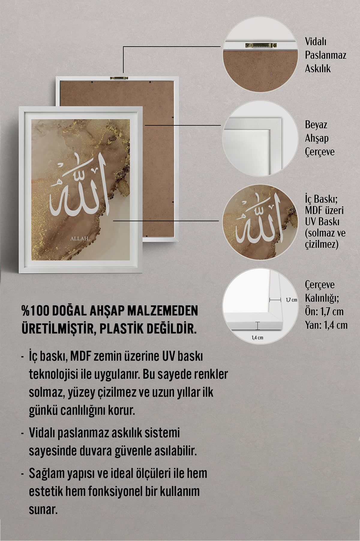 HOMEPACK Ahşap Çerçeveli Tablo Çerçeveli Poster Sanatsal Modern Duvar Dekoru TK-1254