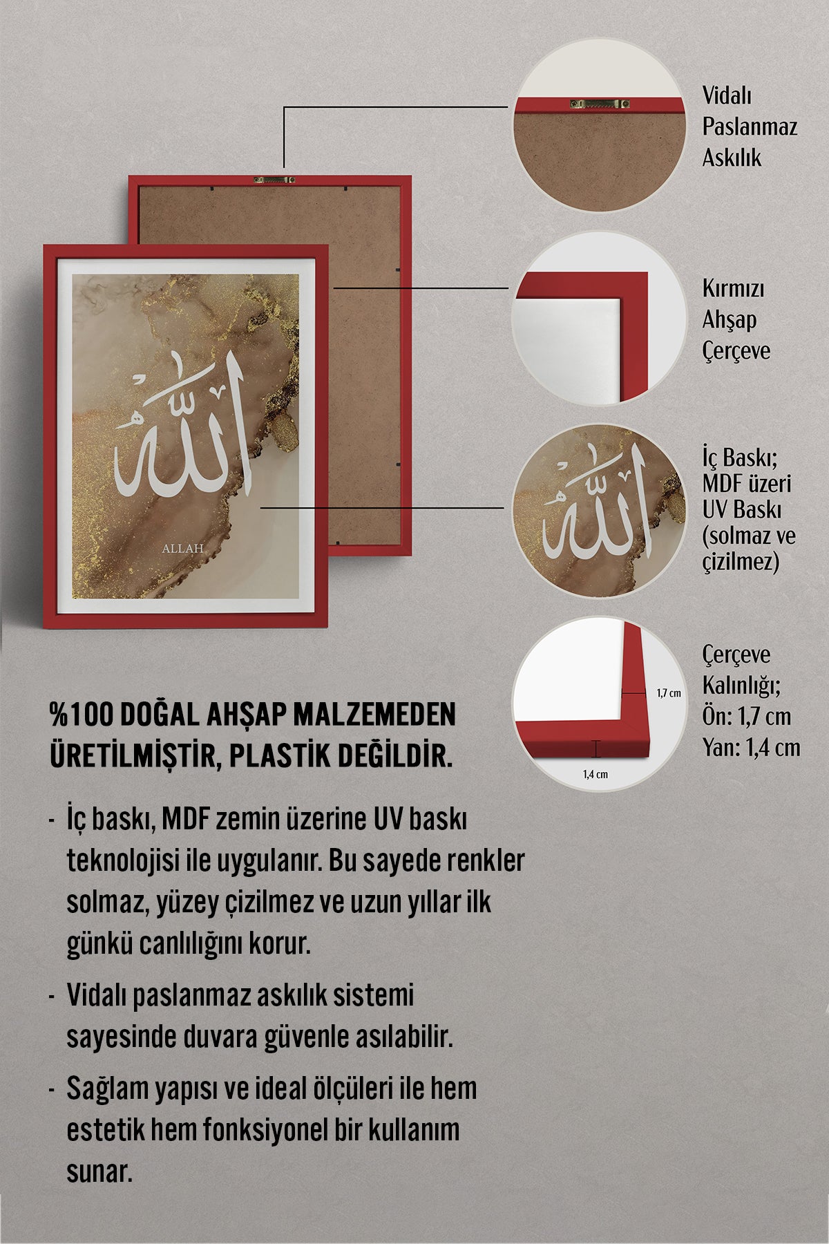 HOMEPACK Ahşap Çerçeveli Tablo Çerçeveli Poster Sanatsal Modern Duvar Dekoru TK-1254