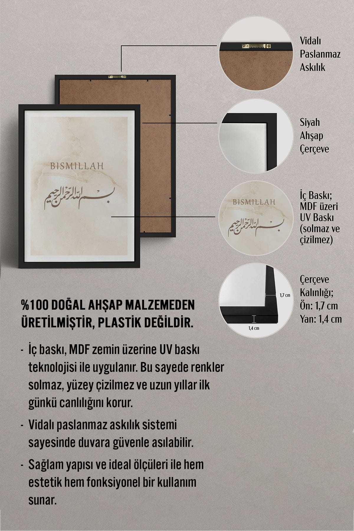 HOMEPACK Ahşap Çerçeveli Tablo Çerçeveli Poster Sanatsal Modern Duvar Dekoru TK-1255