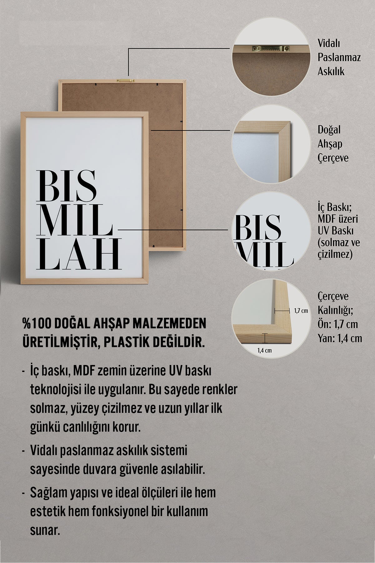 HOMEPACK Ahşap Çerçeveli Tablo Çerçeveli Poster Sanatsal Modern Duvar Dekoru TK-1257
